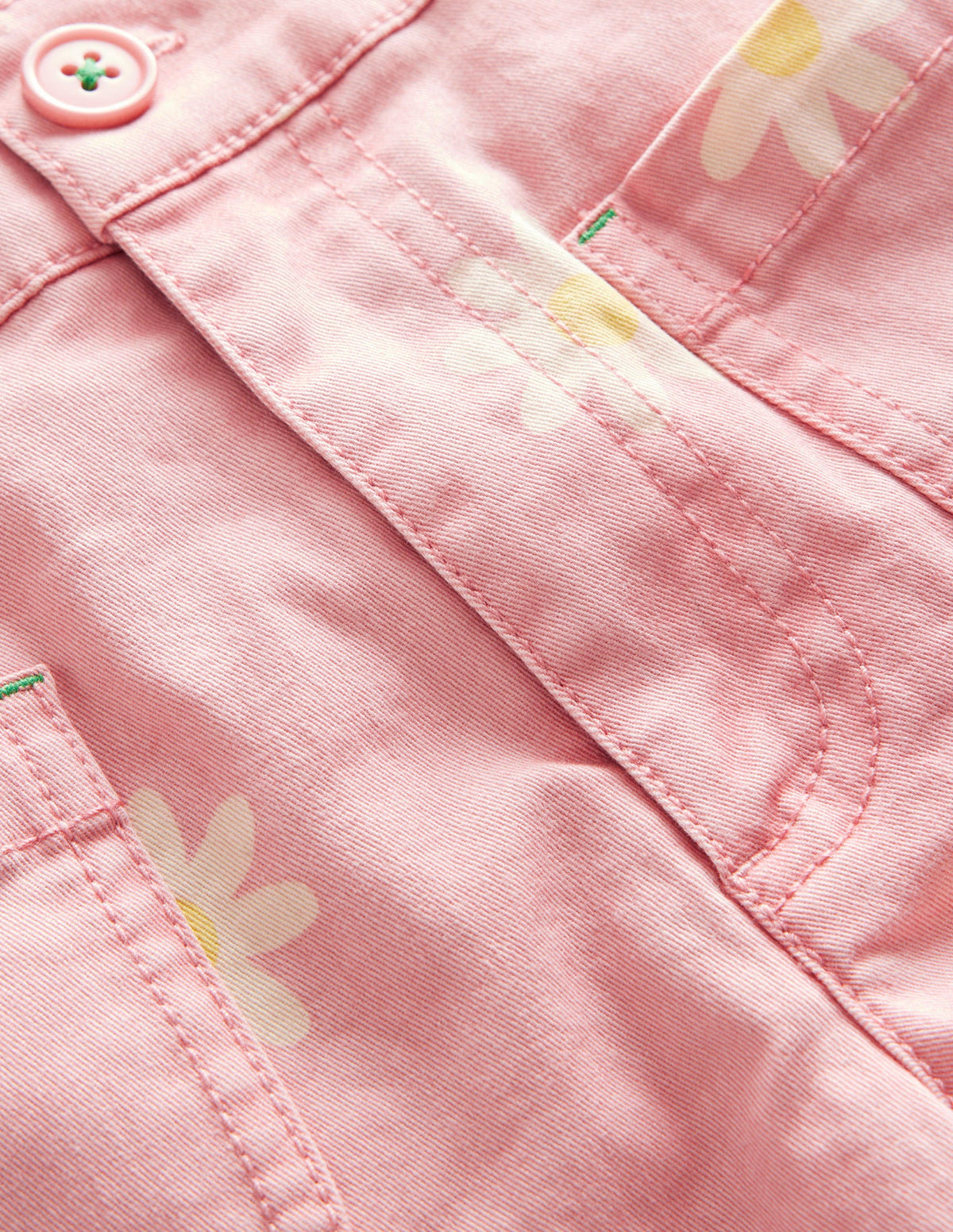 Shorts mit aufgesetzten Taschen-Rosa, Gänseblümchen-Stempel-3