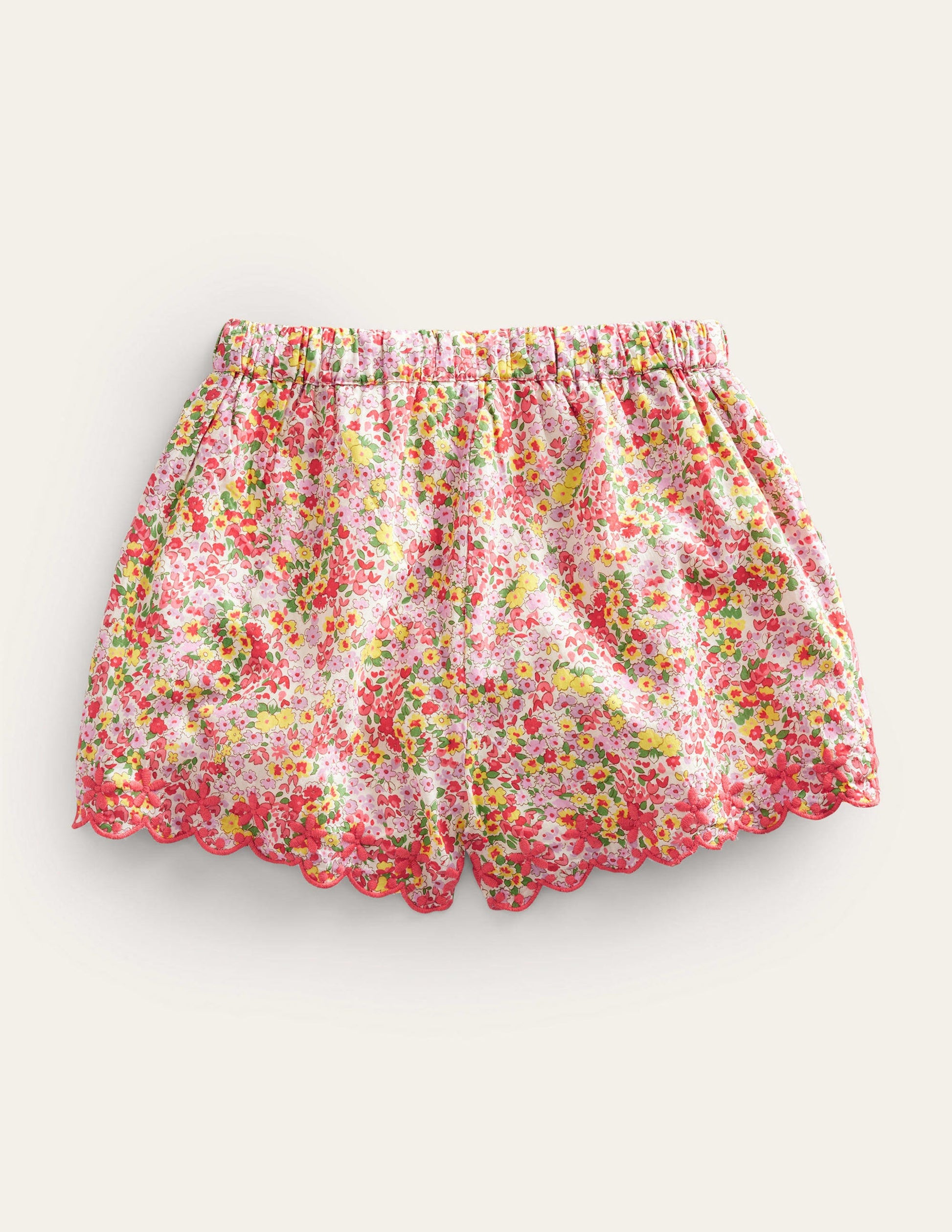 Shorts mit besticktem Saum-Pfirsichbowle, Blumenmuster-2