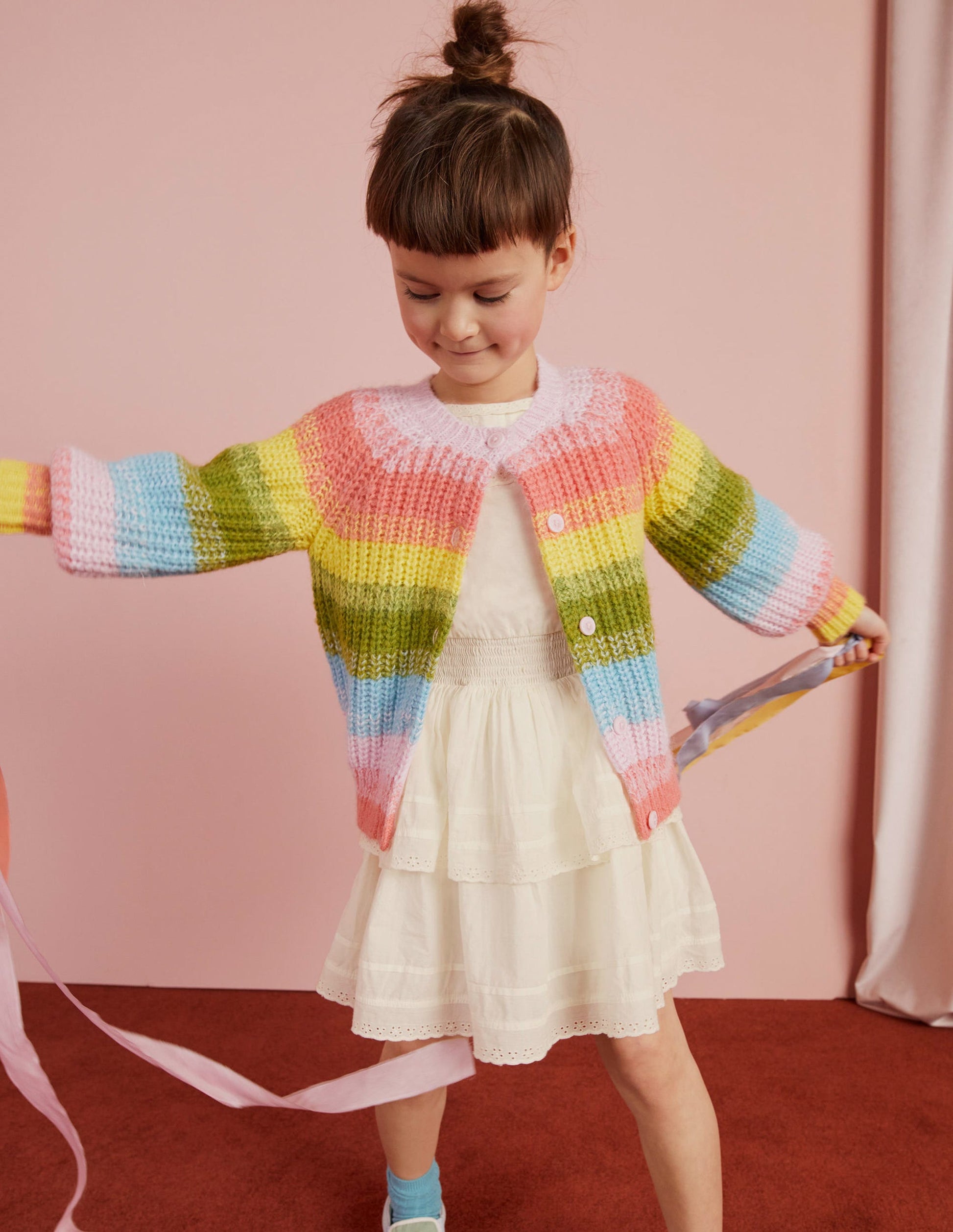 Cardigan mit Regenbogen-Farbverlauf-Bunt-7