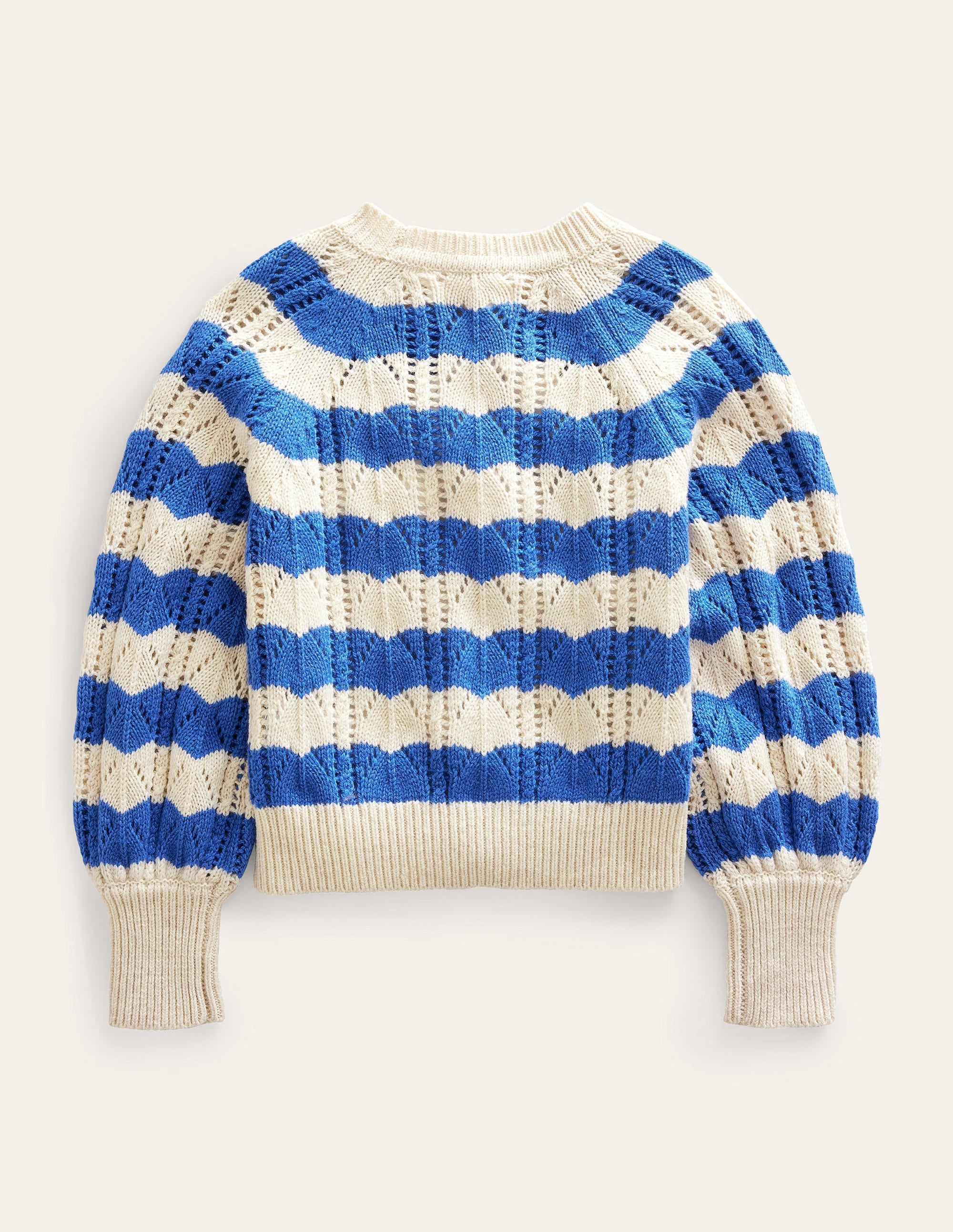 Lockerer strukturierter Pullover-Blau, Gestreift - Image 2
