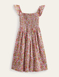 Gerafftes Jerseykleid-Pfirsichbowle, Frühlingsblumen