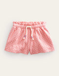 Sweatshorts mit gerüschter Taille-Krabbenrot/Rosa, Blumenmuster