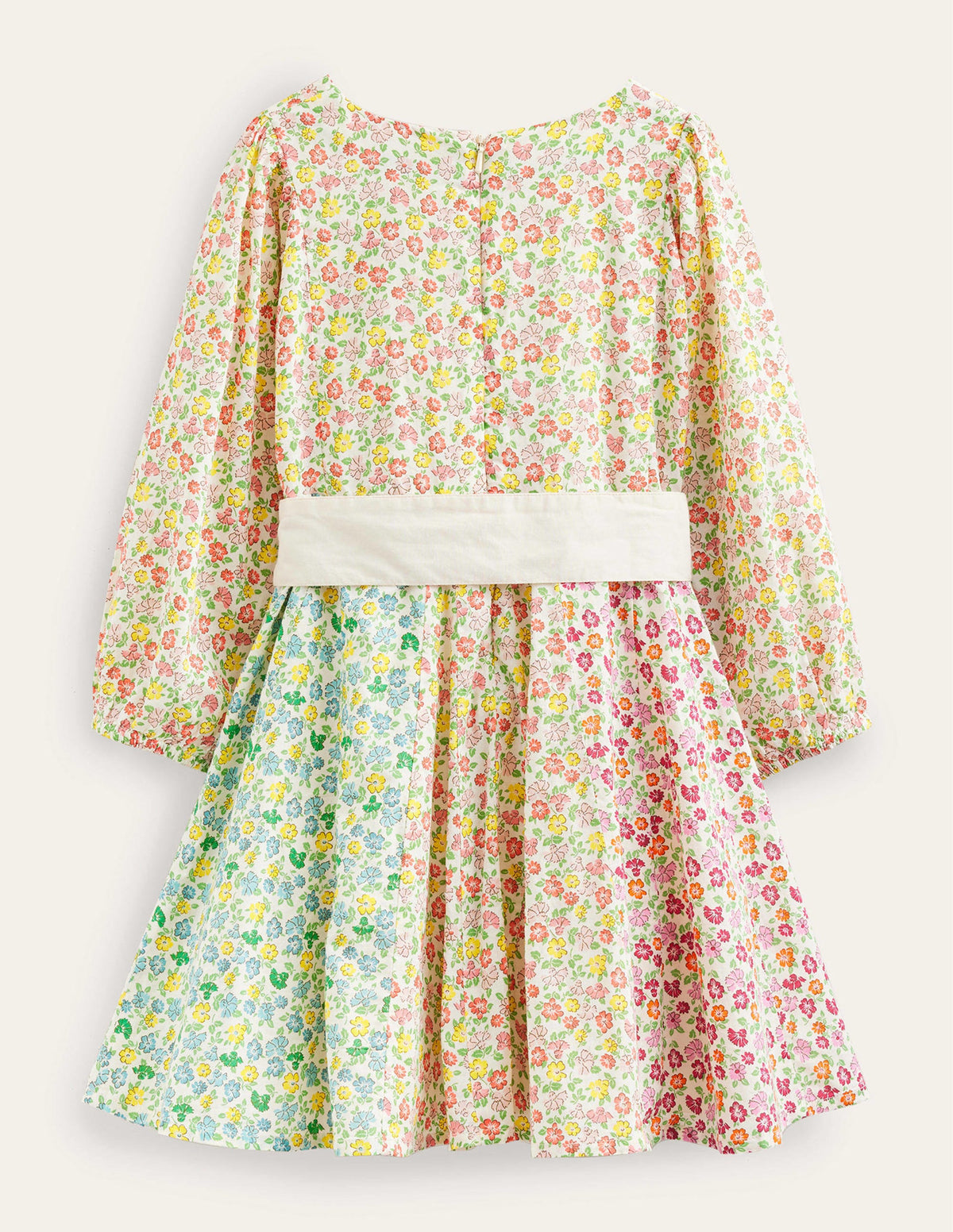 Kleid mit Tellerrock und Schleife-Regenbogenfarben, Mustermix-Blumen - Image 2