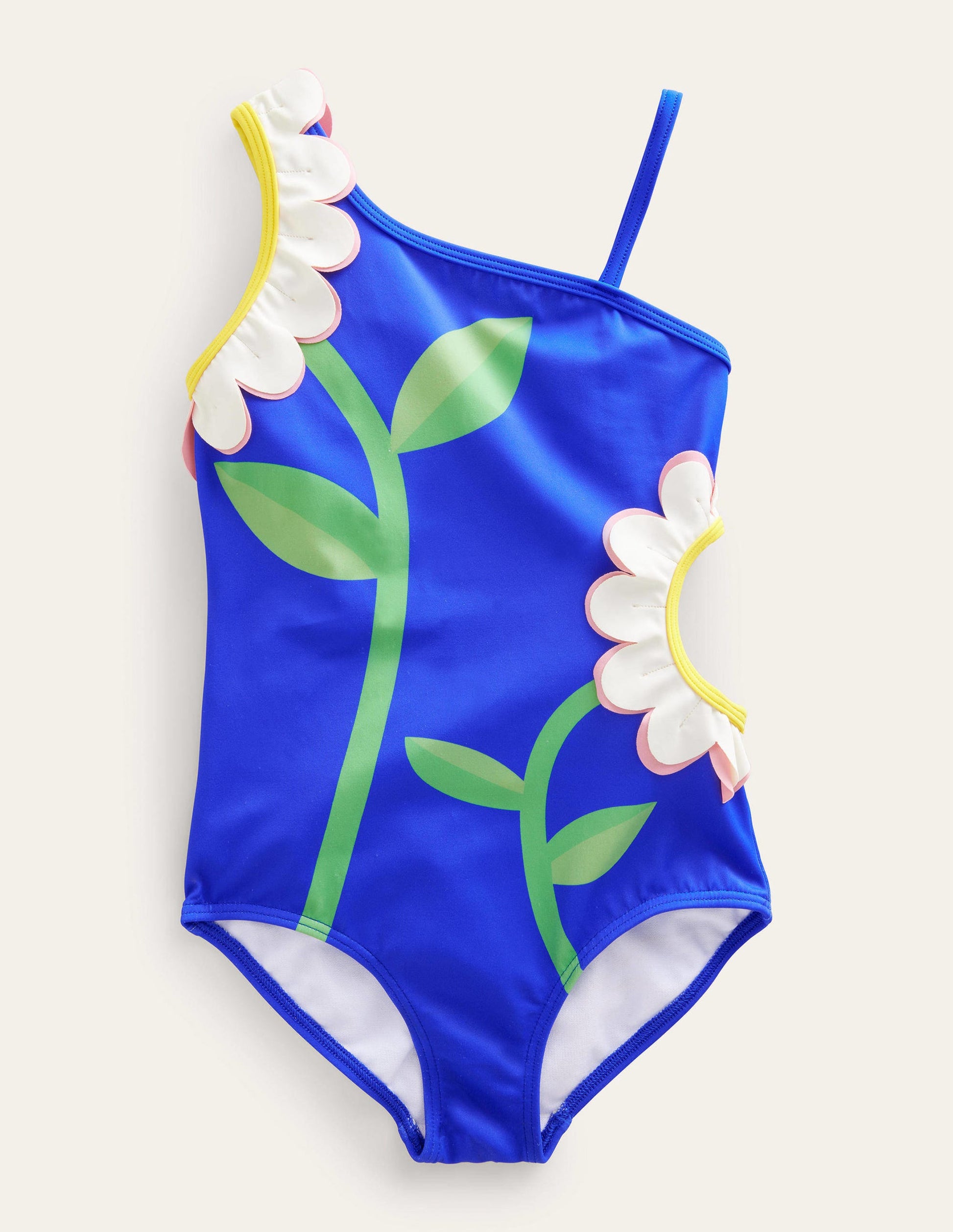 Badeanzug mit Blumen-Cut-outs-Kobaltblau, Blumen-1