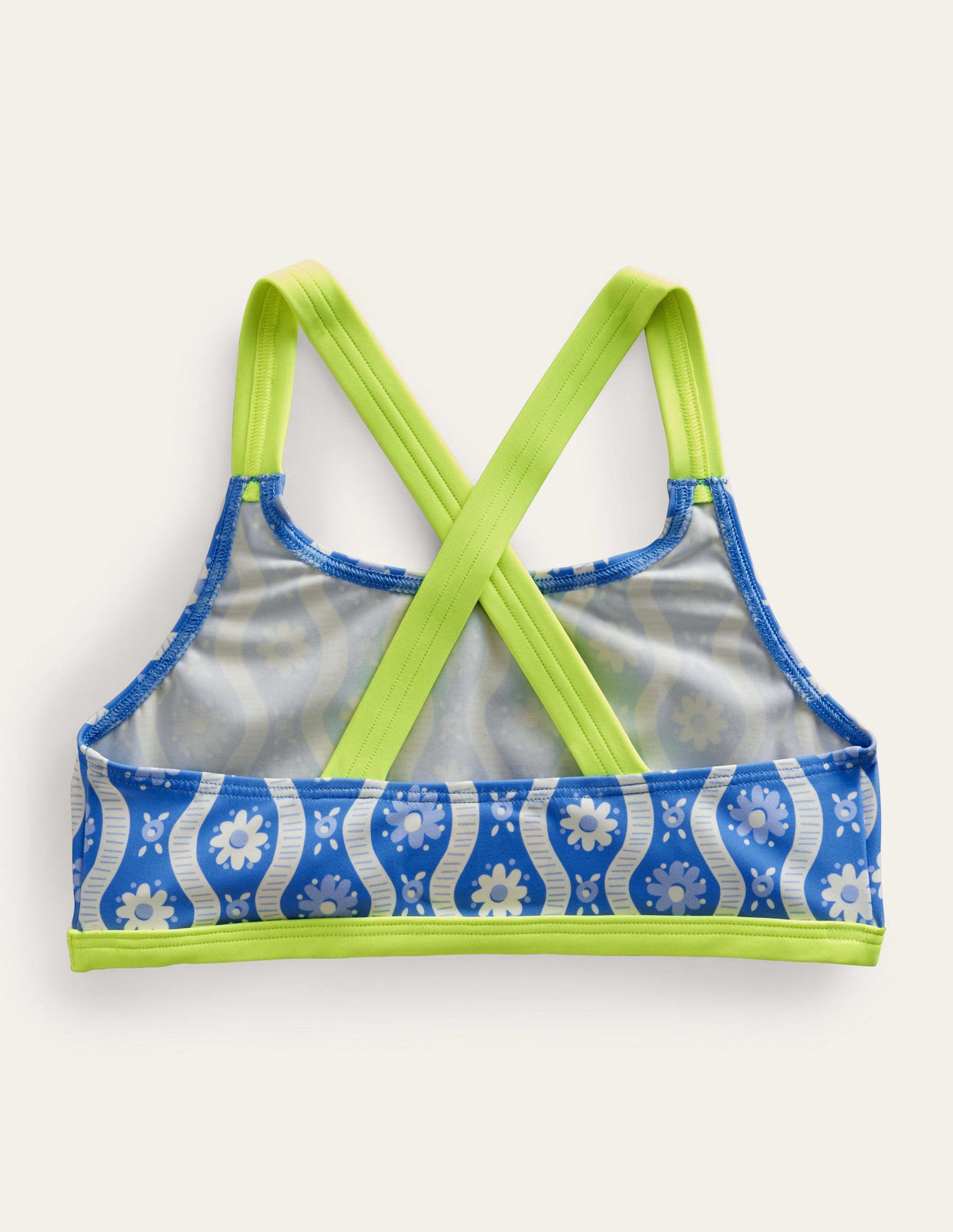 Haut de bikini à dos croisé-Motif Daisy Wave bleu Penzance-2