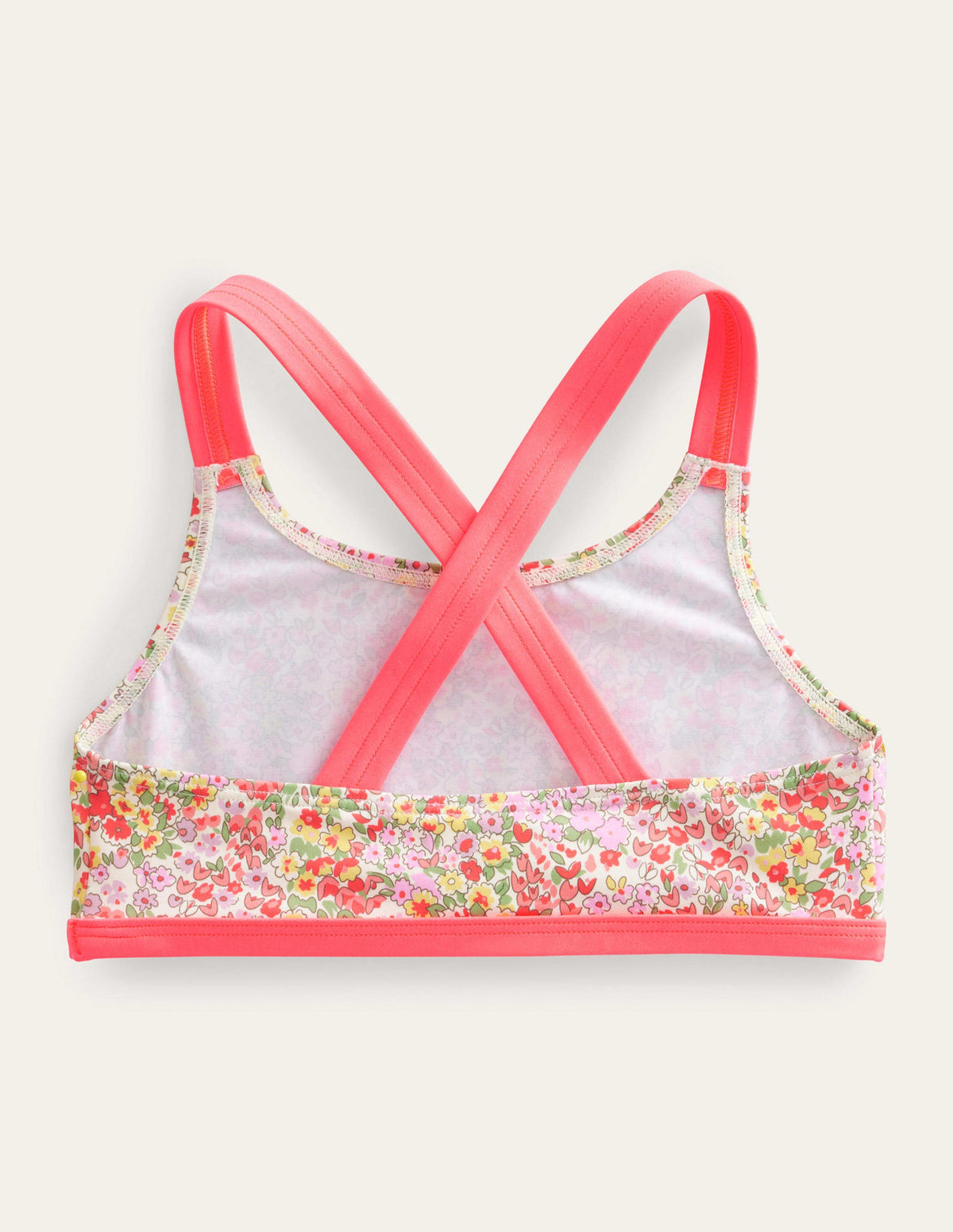 Bikinioberteil mit gekreuzten Rückenträgern-Vanille, Frühlingsblumen - Image 2