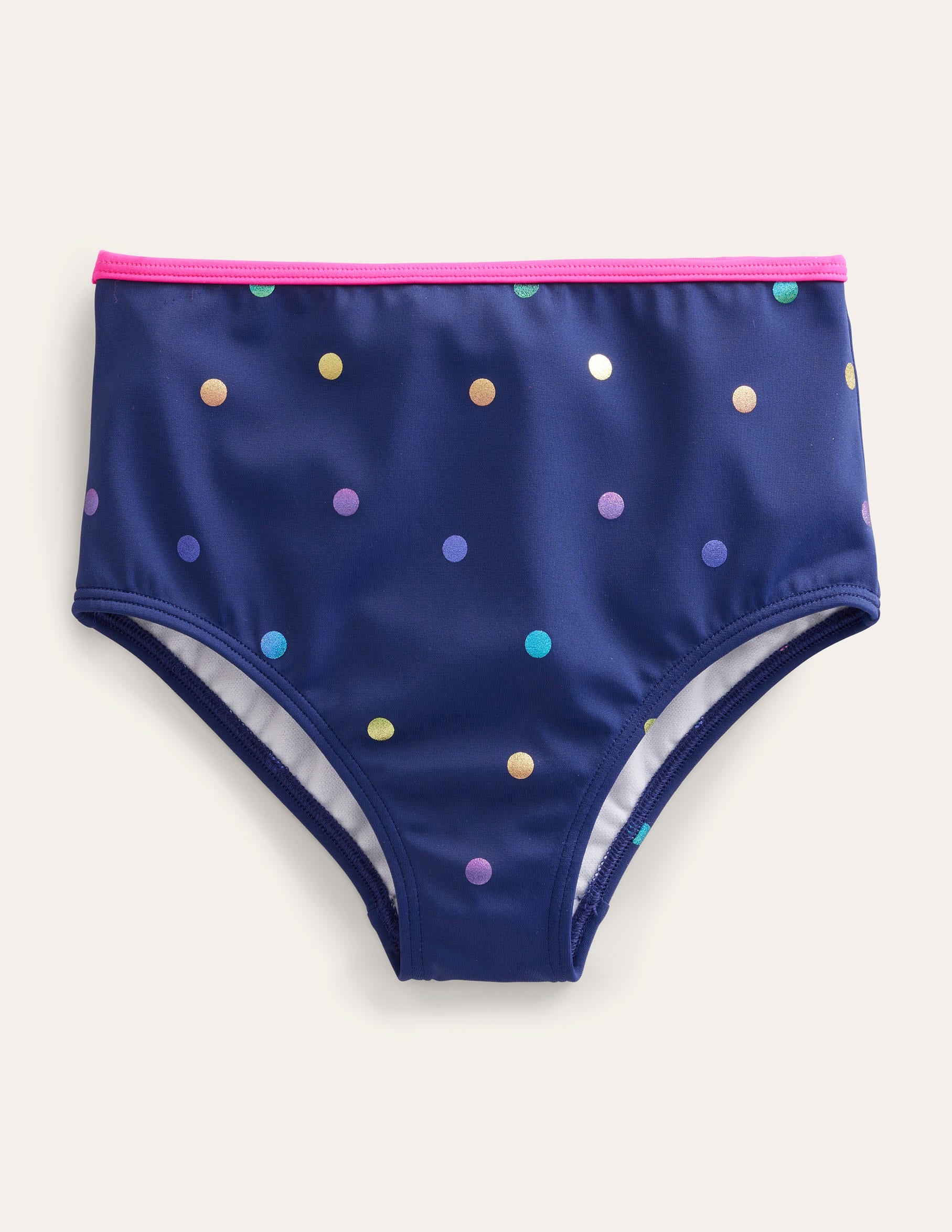 Bikinihose mit hohem Bund-Harmonisches Blau, Goldtupfen - Image 1