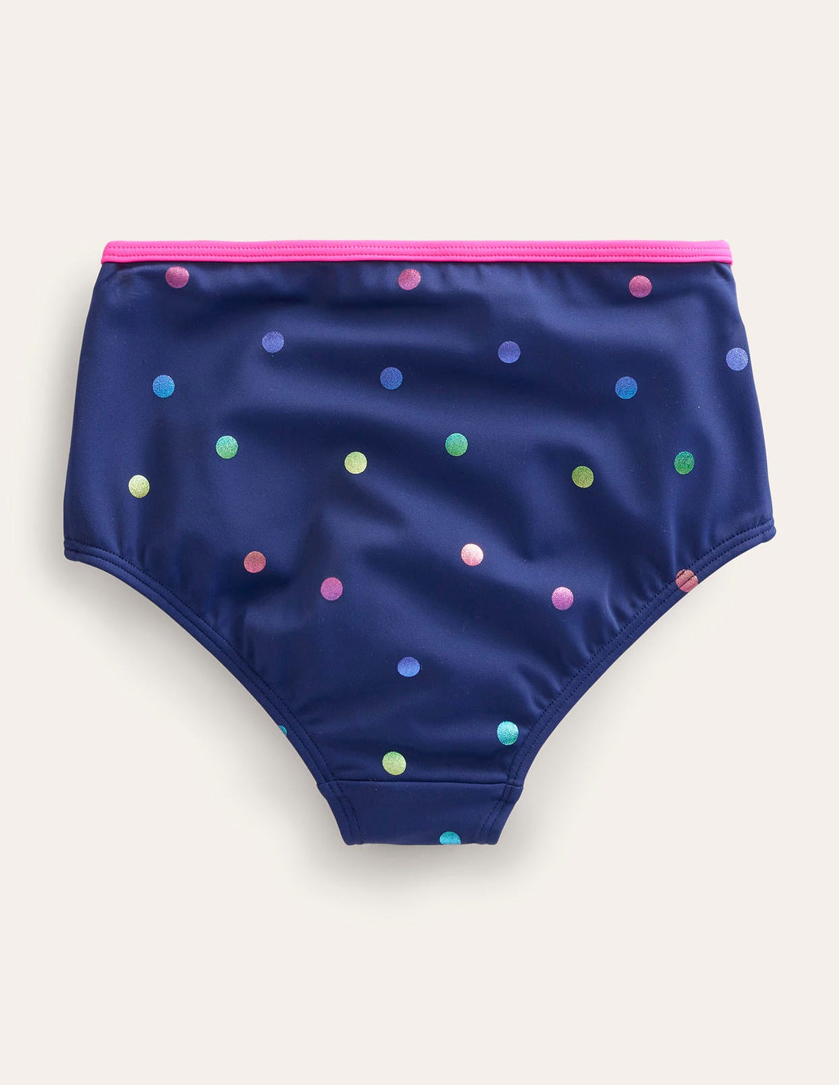 Bikinihose mit hohem Bund-Harmonisches Blau, Goldtupfen - Image 2