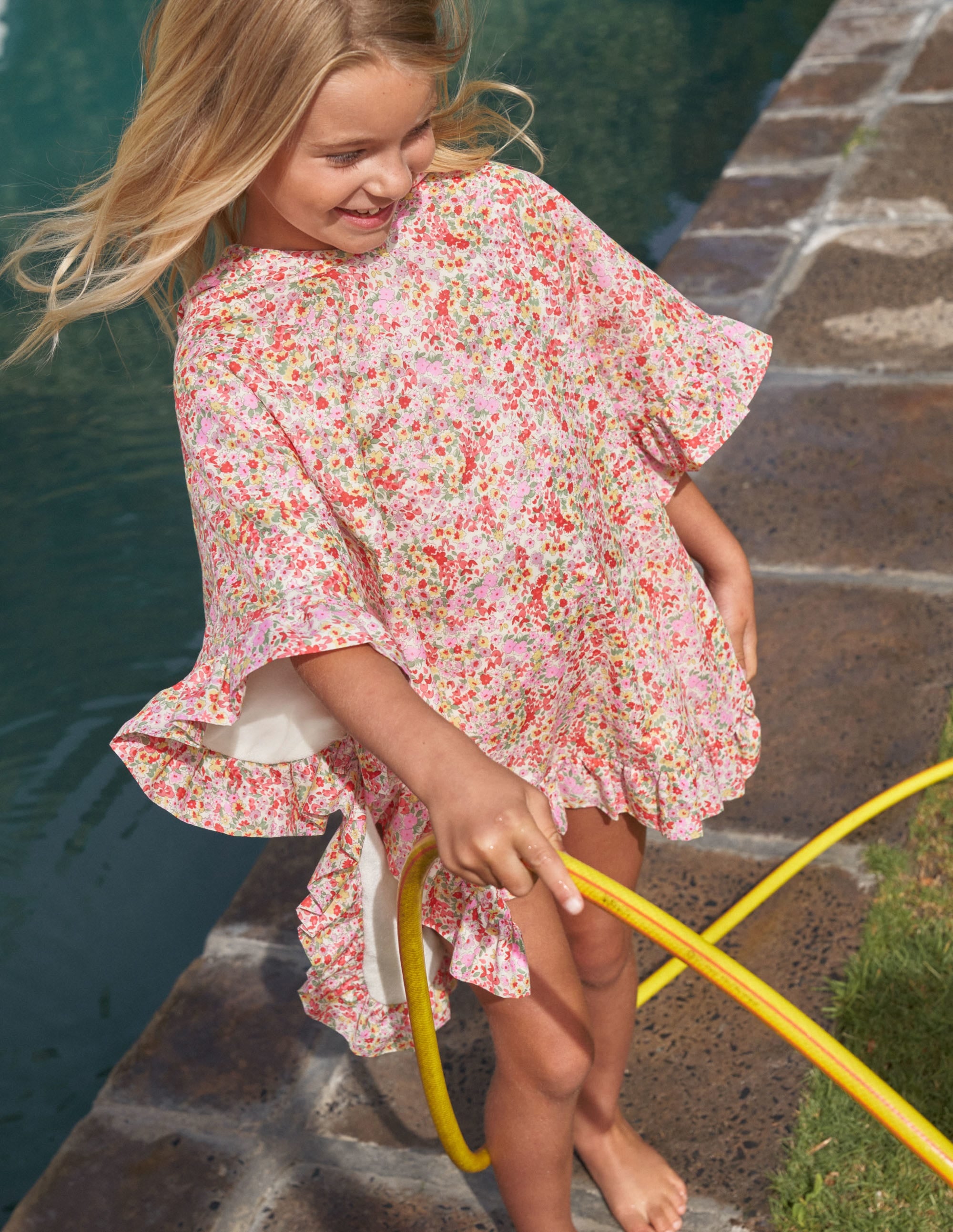 Poncho-Hoodie aus Frottee-Frühlingsblumen - Image 4