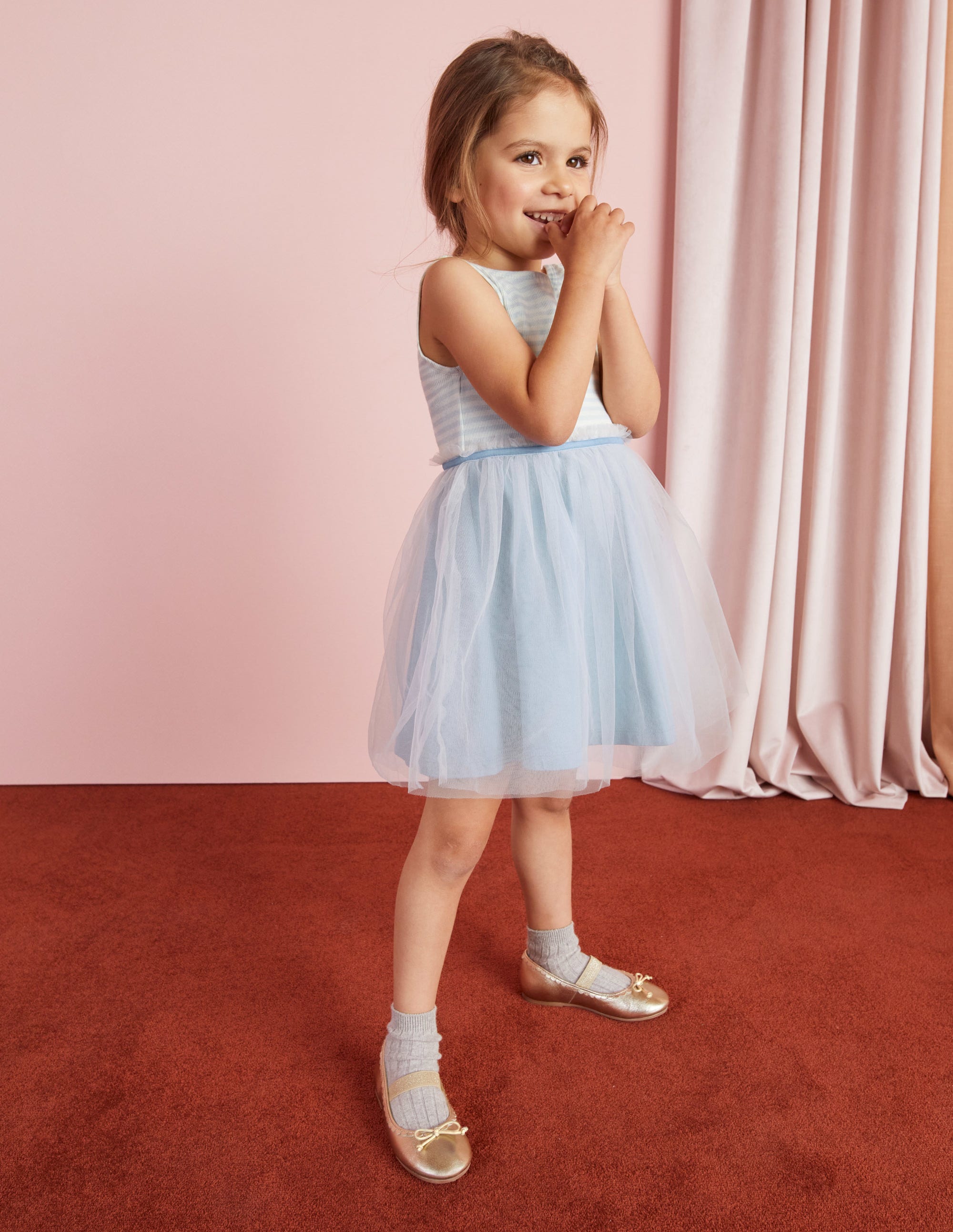 Kleid aus Jersey-Tüll-Mix-Provence-Blau - Image 7