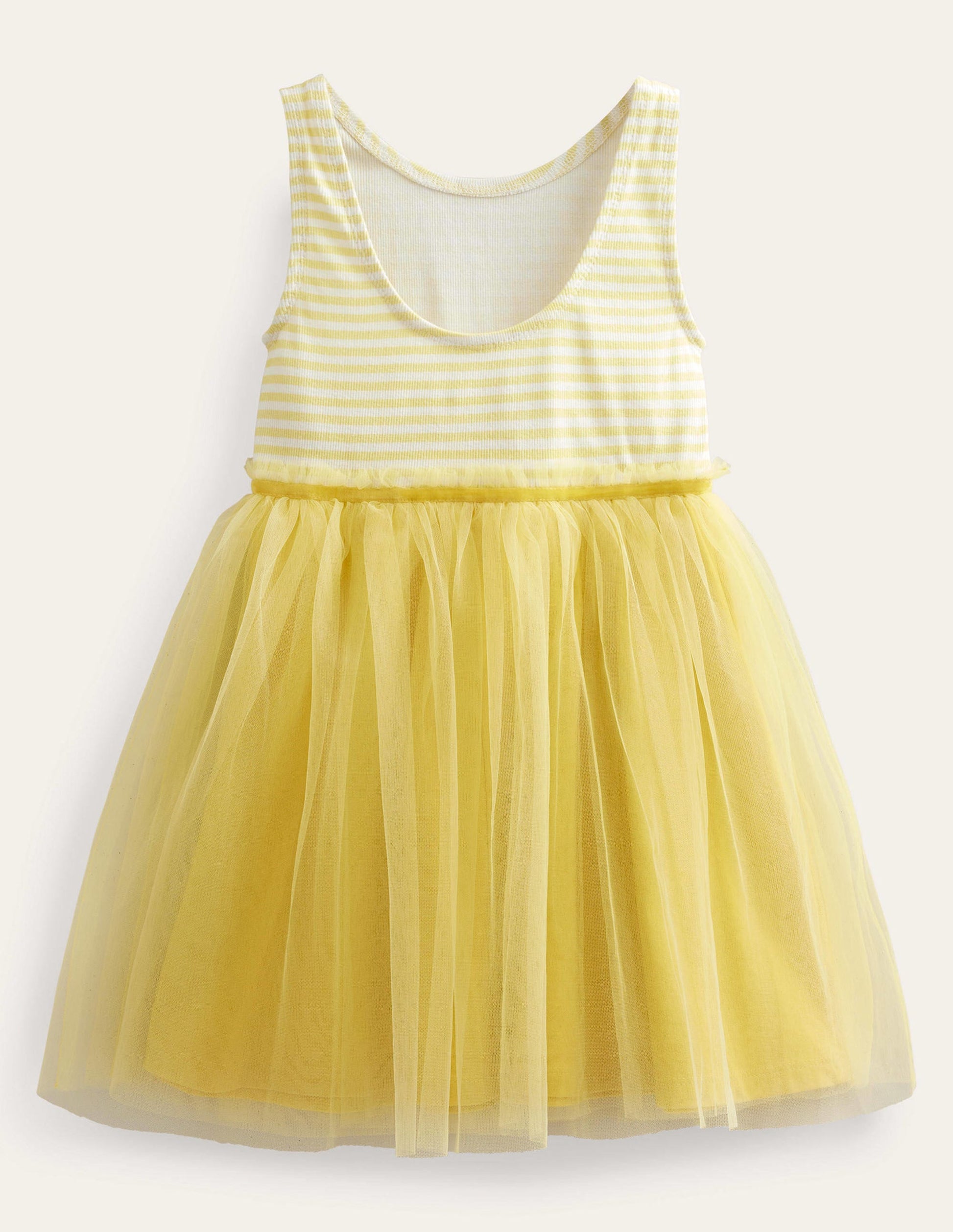 Kleid aus Jersey-Tüll-Mix-Zitronengelb-2