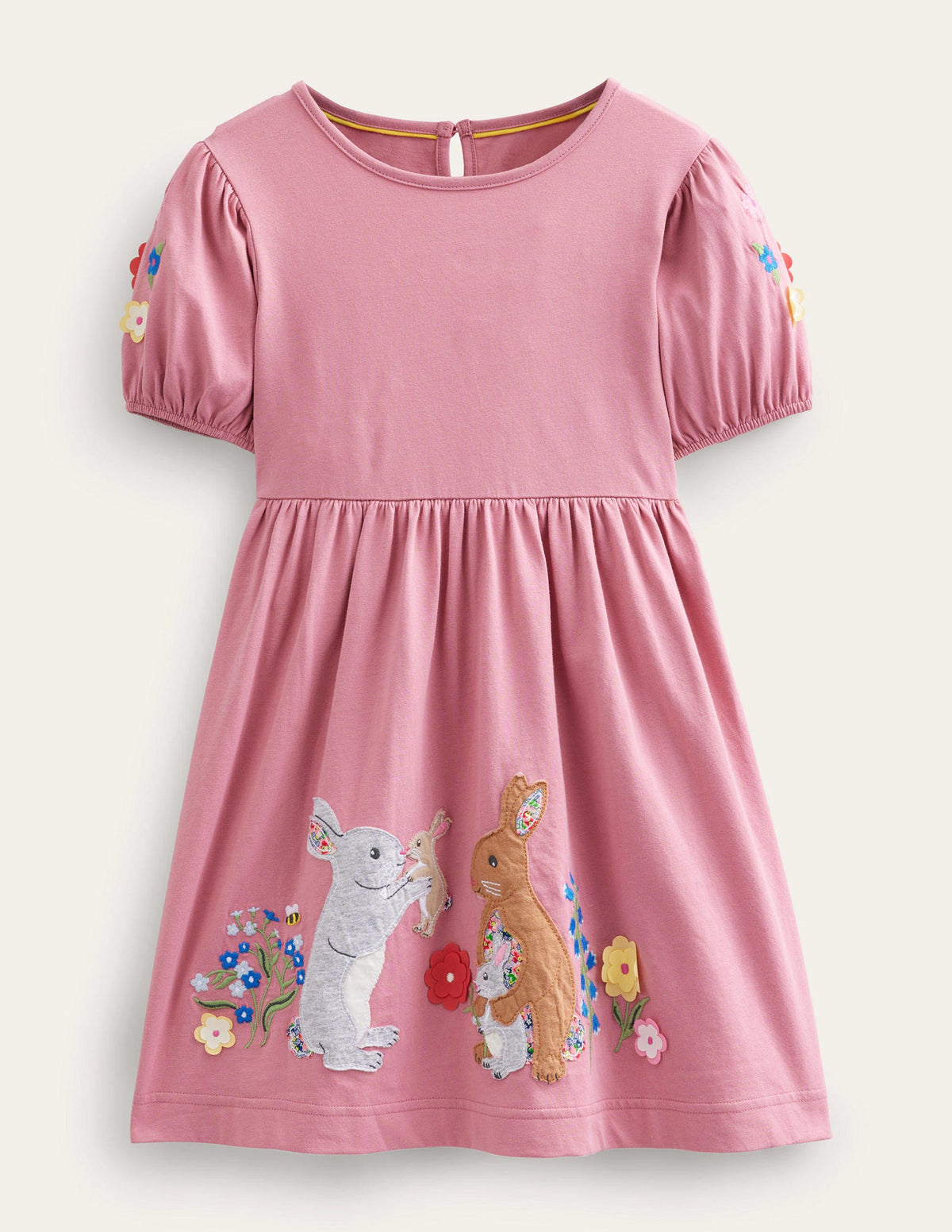 Jerseykleid mit Applikation-Kirschblütenrosa, Häschen - Image 1