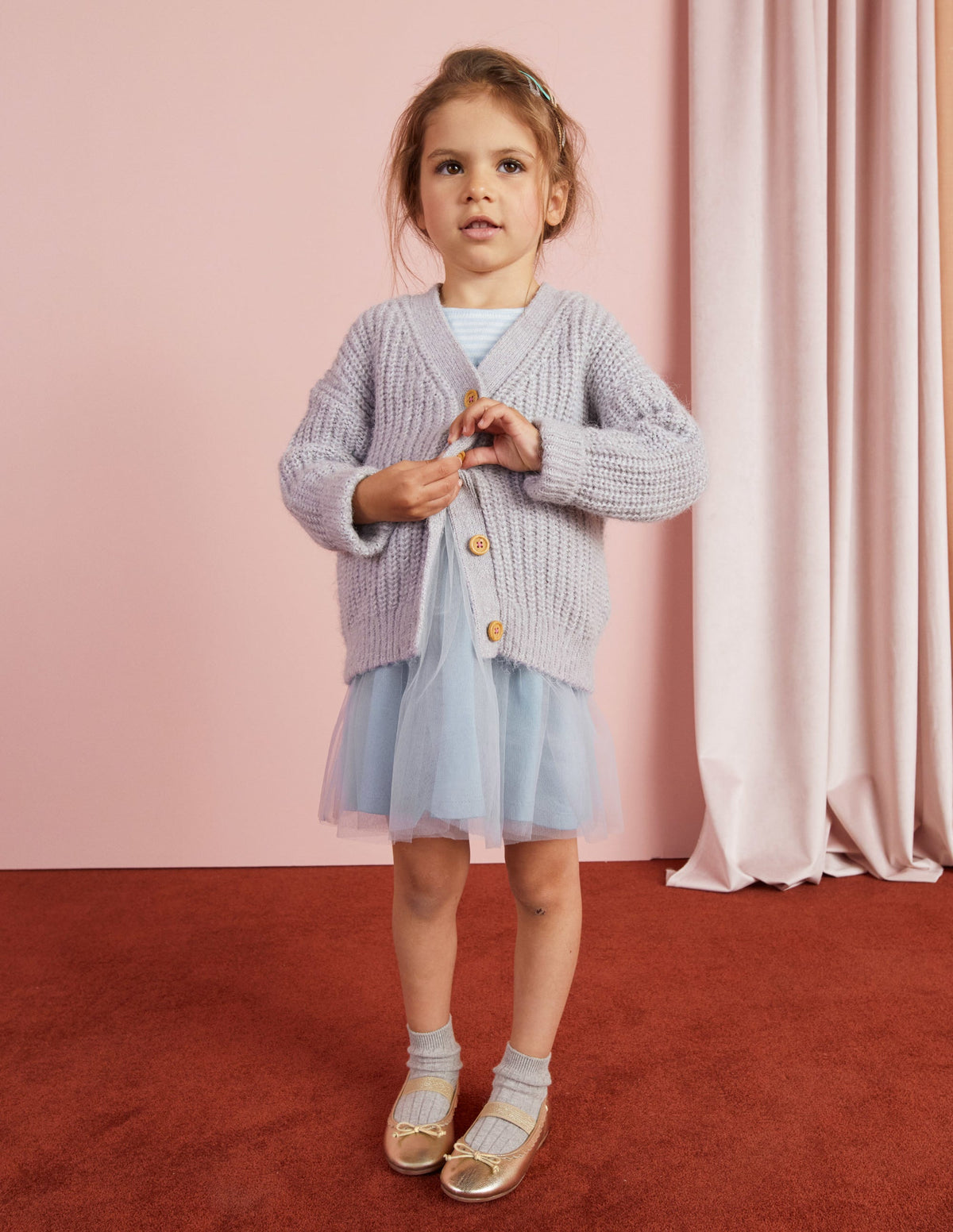Flauschiger Cardigan-Silber Meliert-4