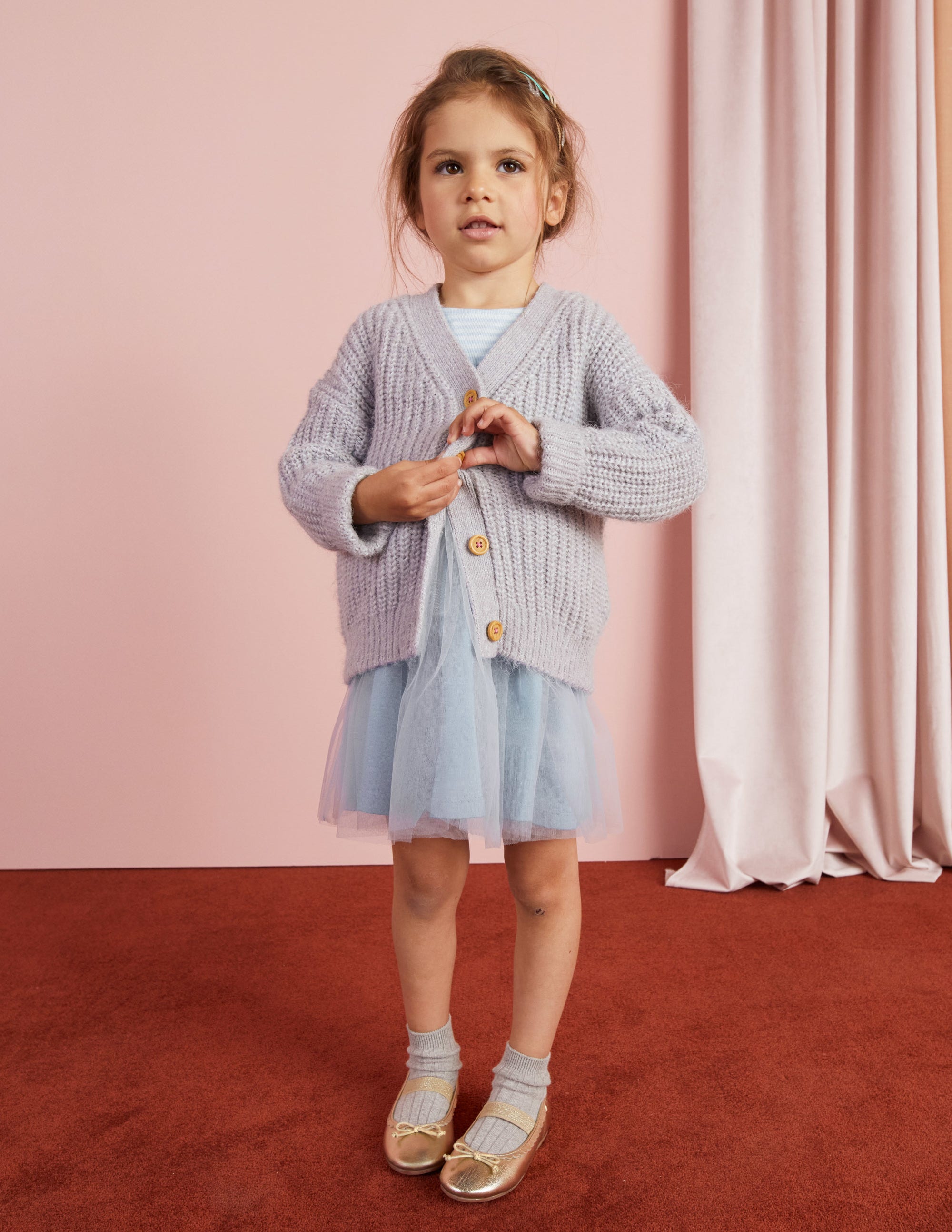 Flauschiger Cardigan-Silber Meliert - Image 4