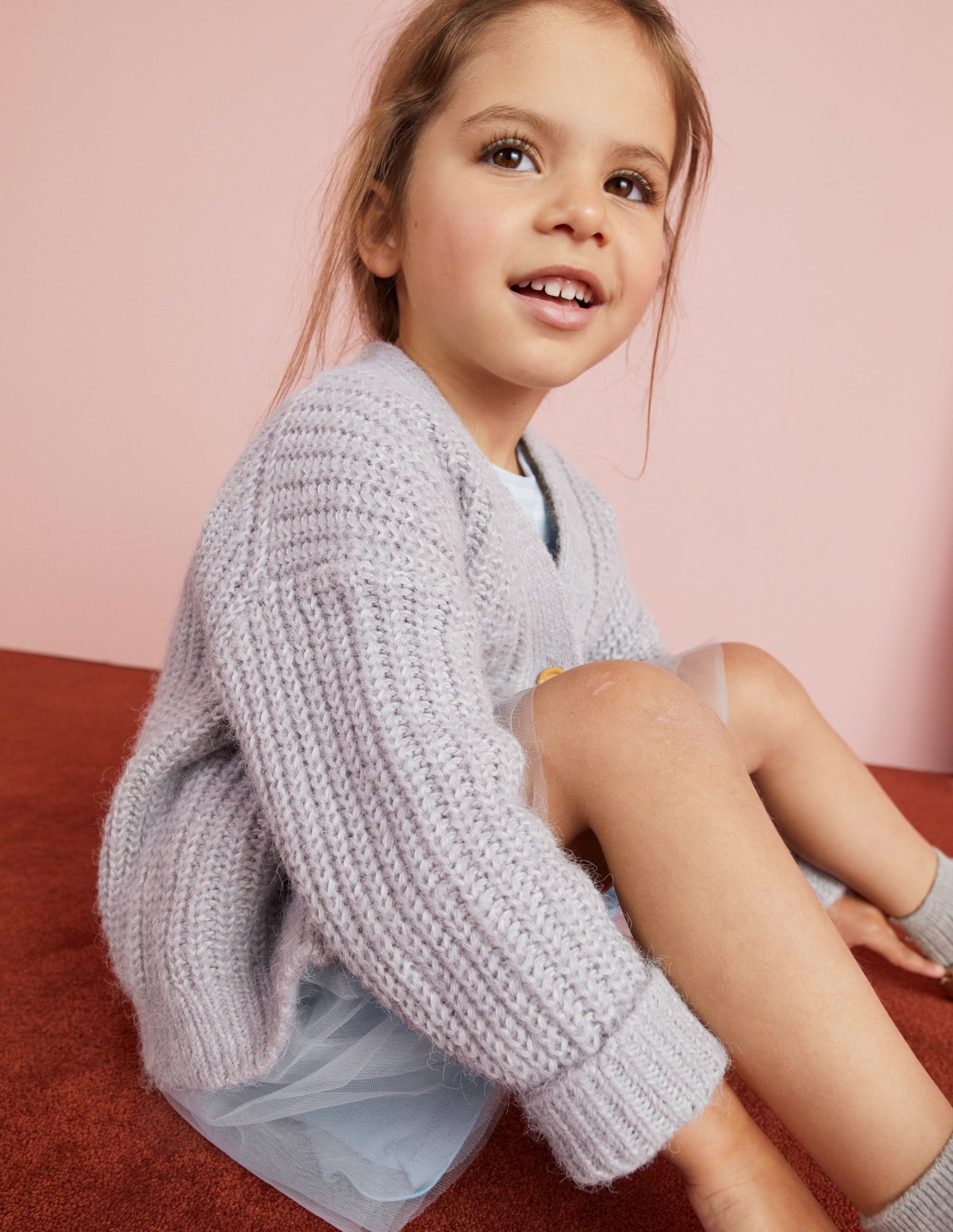 Flauschiger Cardigan-Silber Meliert-6
