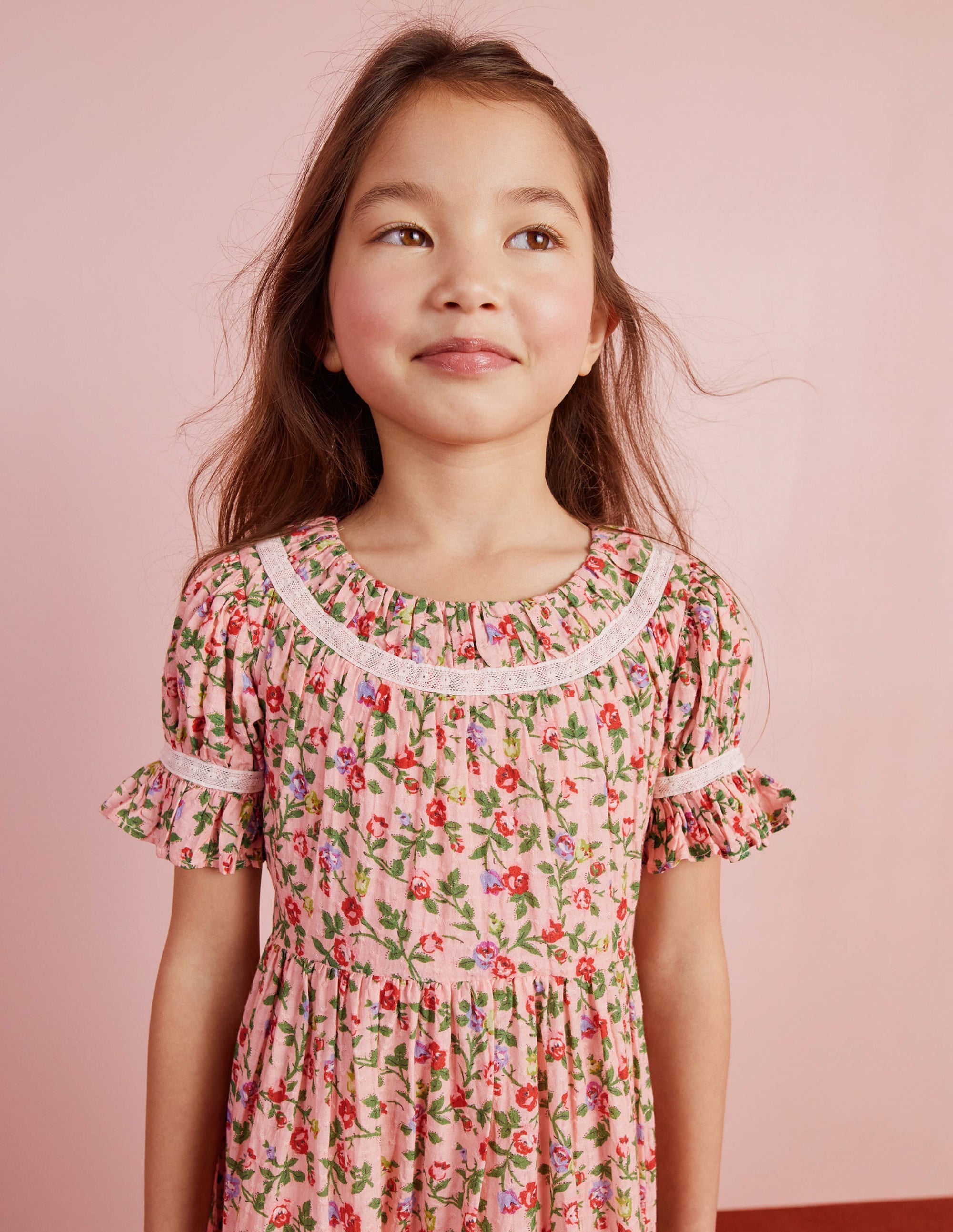 Gemustertes Partykleid mit Spitzenborten-Rosenrosa - Image 13
