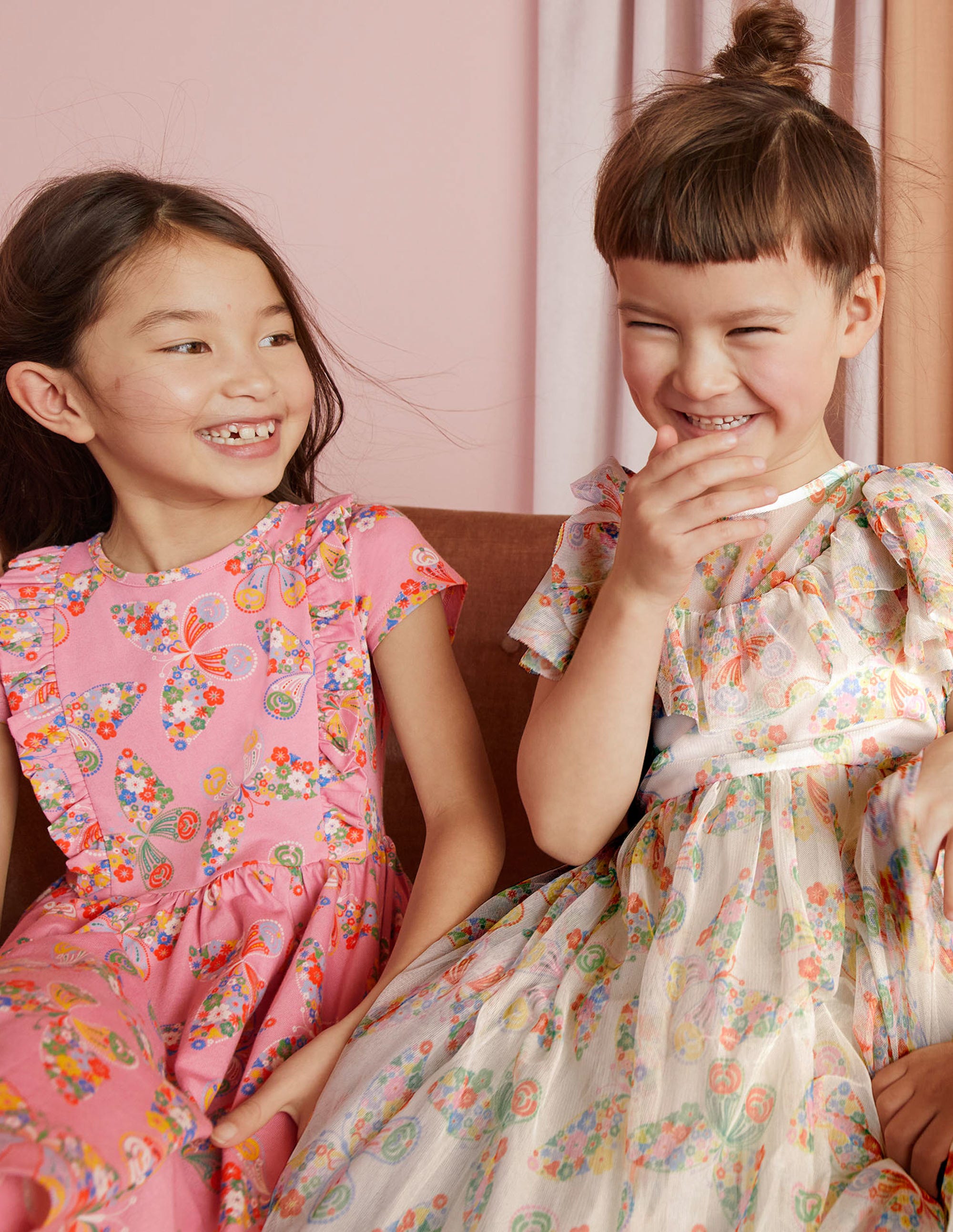 Tüllkleid mit Rüschen-Naturweiß/Bunt, Schmetterlinge - Image 9