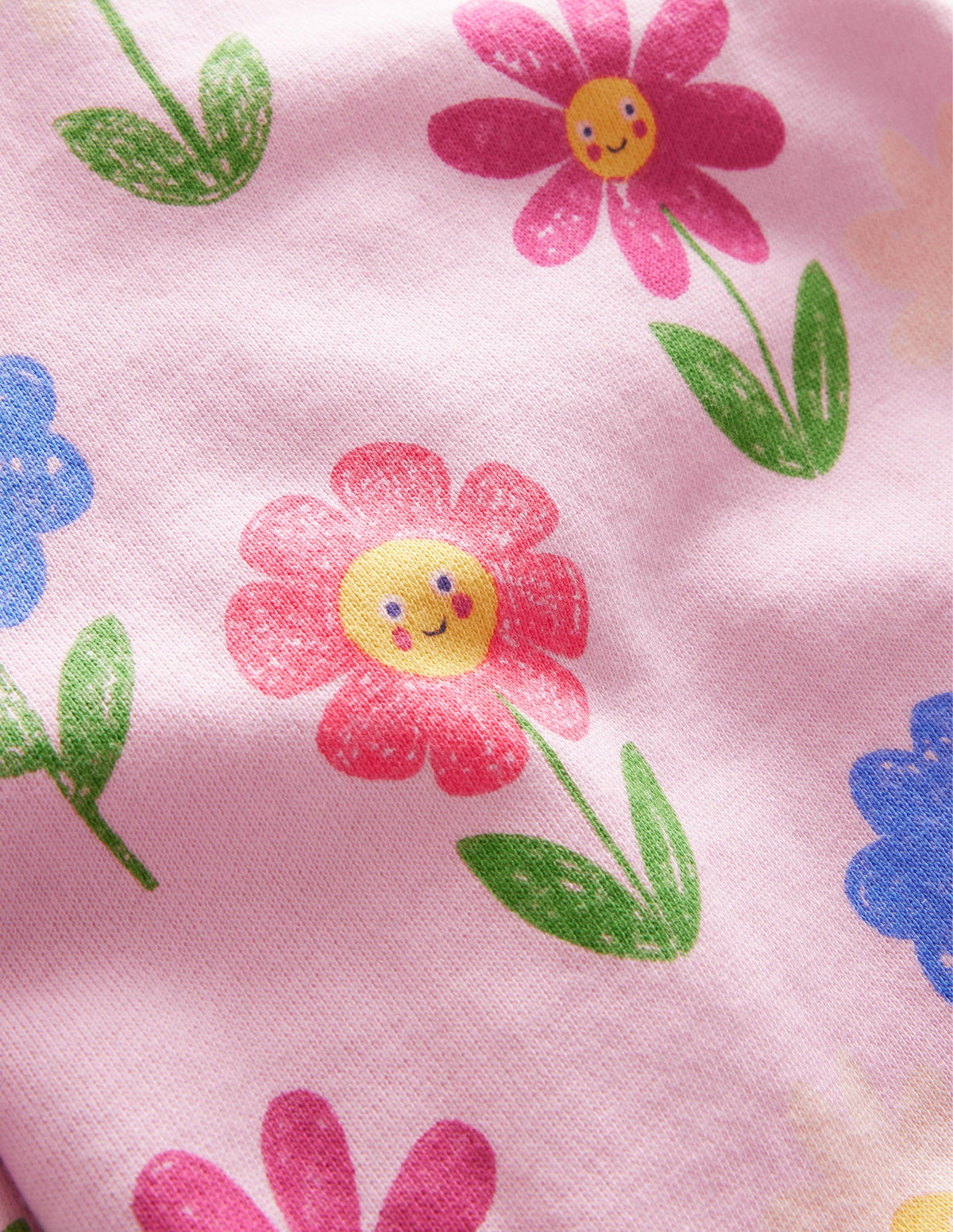 Lockeres, gemustertes Sweatshirt-Pastellrosa, Blumen - Image 3