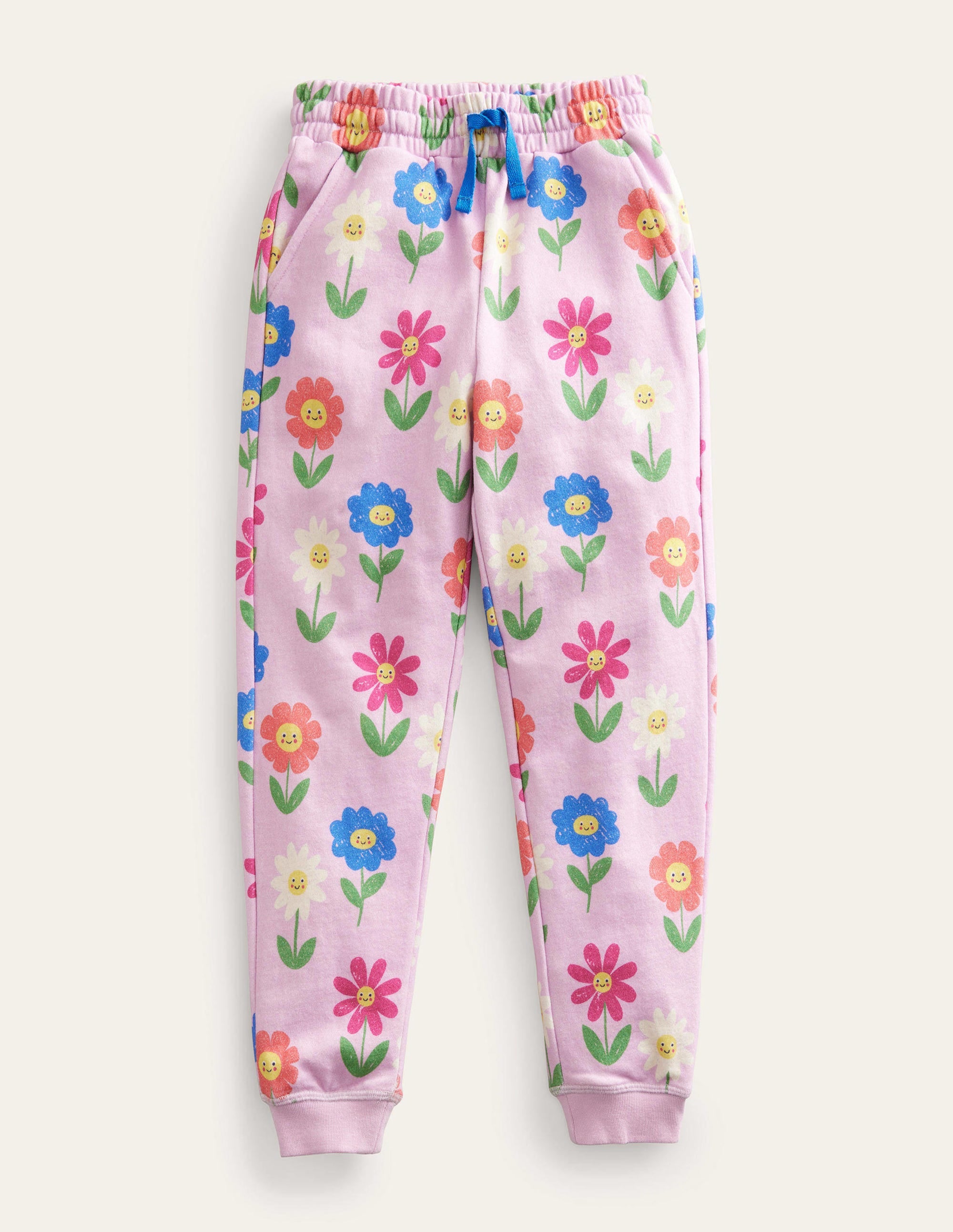 Bas de jogging à imprimé-Fleurs rose séduisant - Image 1