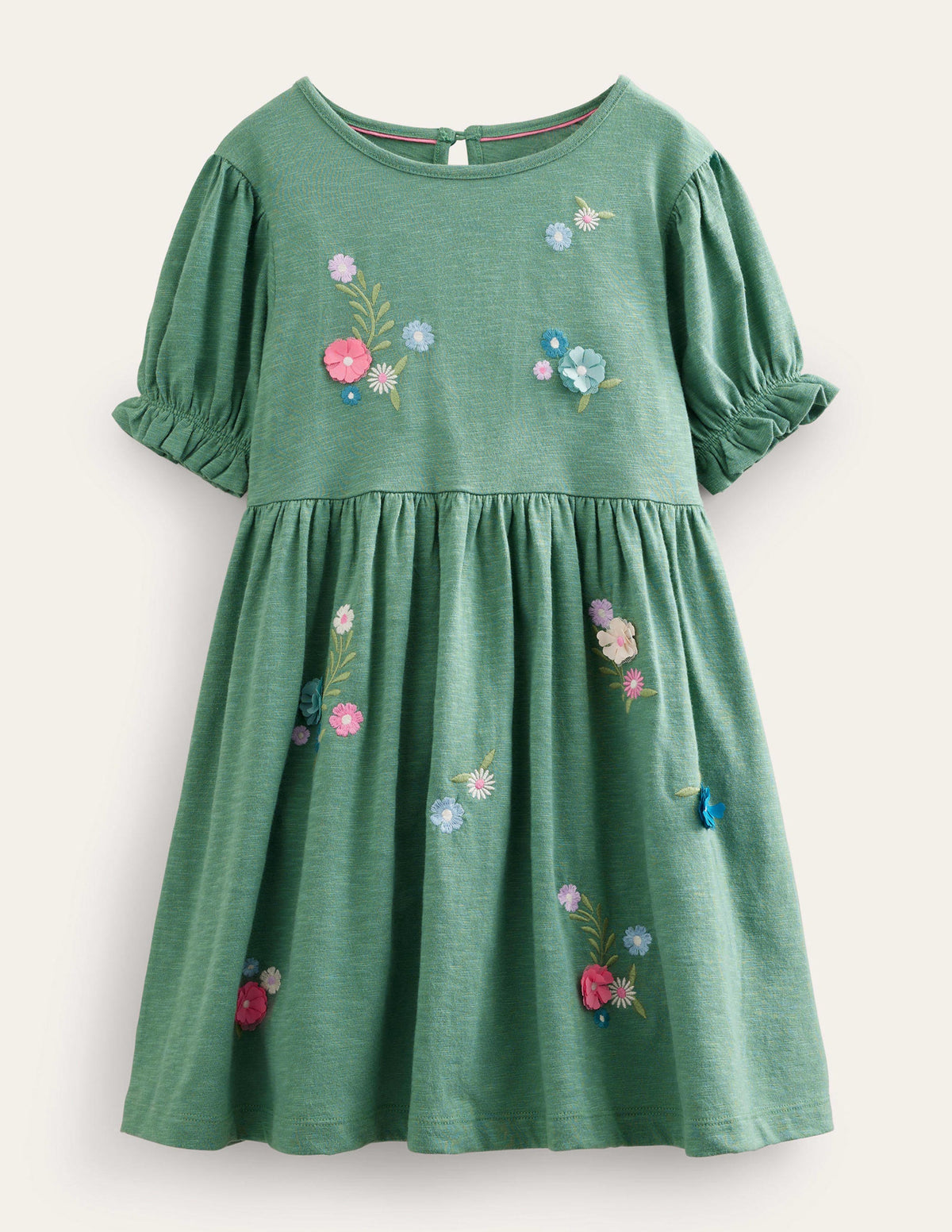 Embroidered Jersey Dress-Csarite Green - Image 1