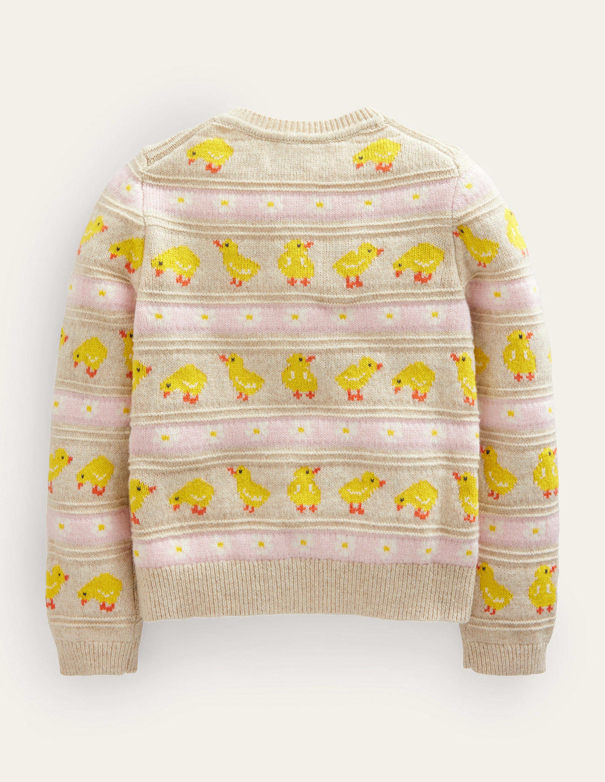 Gestrickter Fair-Isle-Cardigan-Ecru Meliert, Küken - Image 2