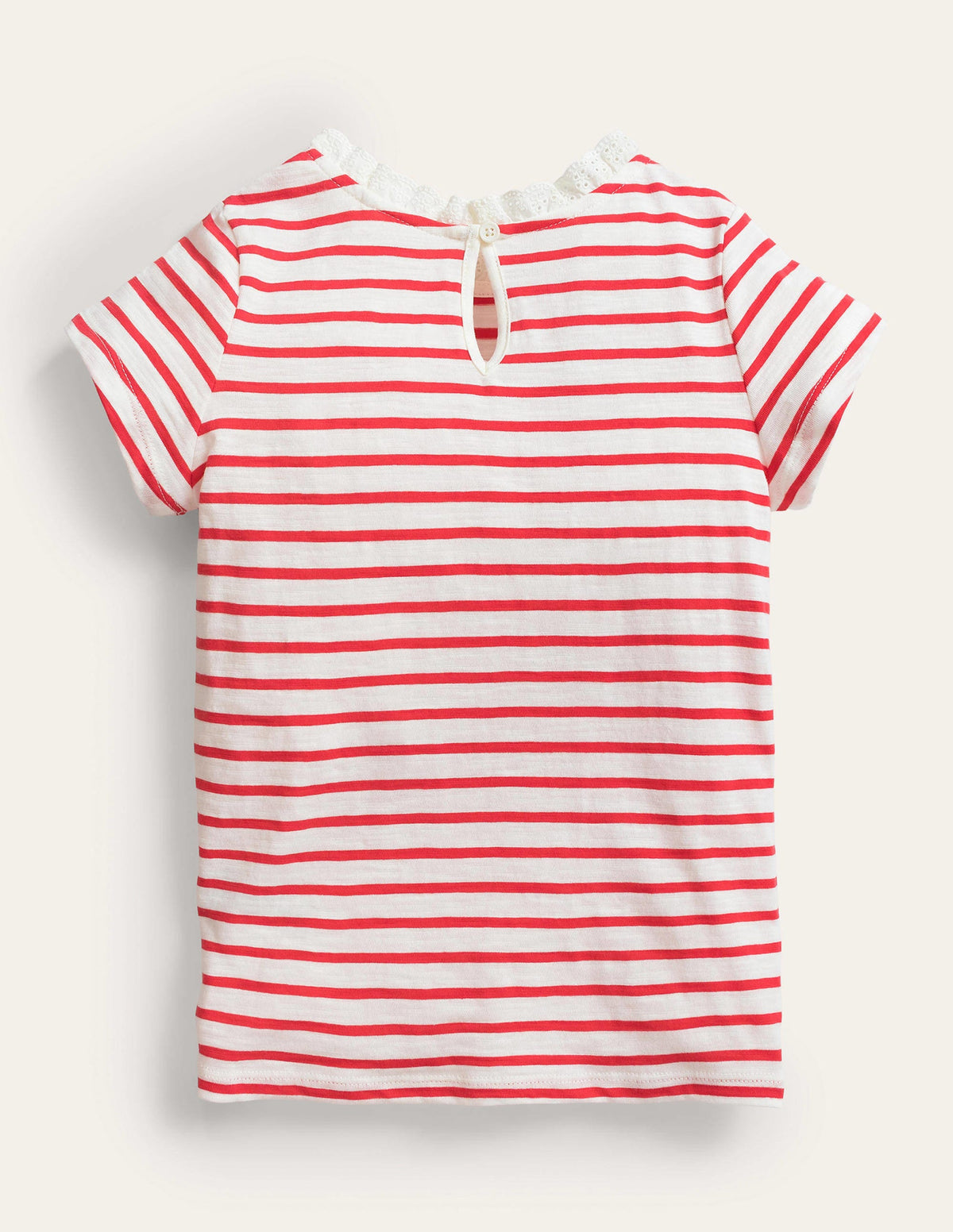 Broderie Pocket T-shirt-Strawberry Tart/Ivory-2