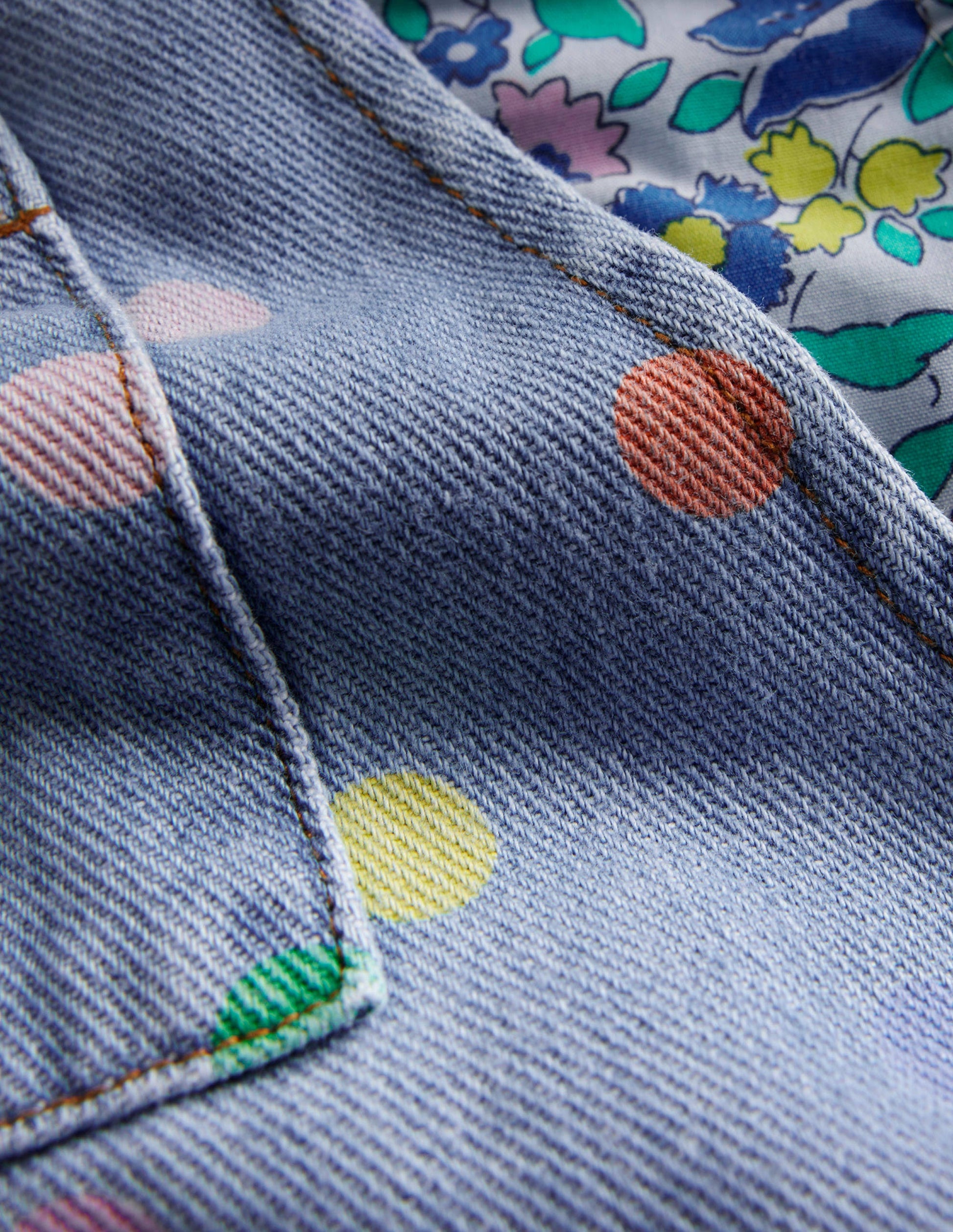 Lockere Latzhose-Denim Bunt Gepunktet-3