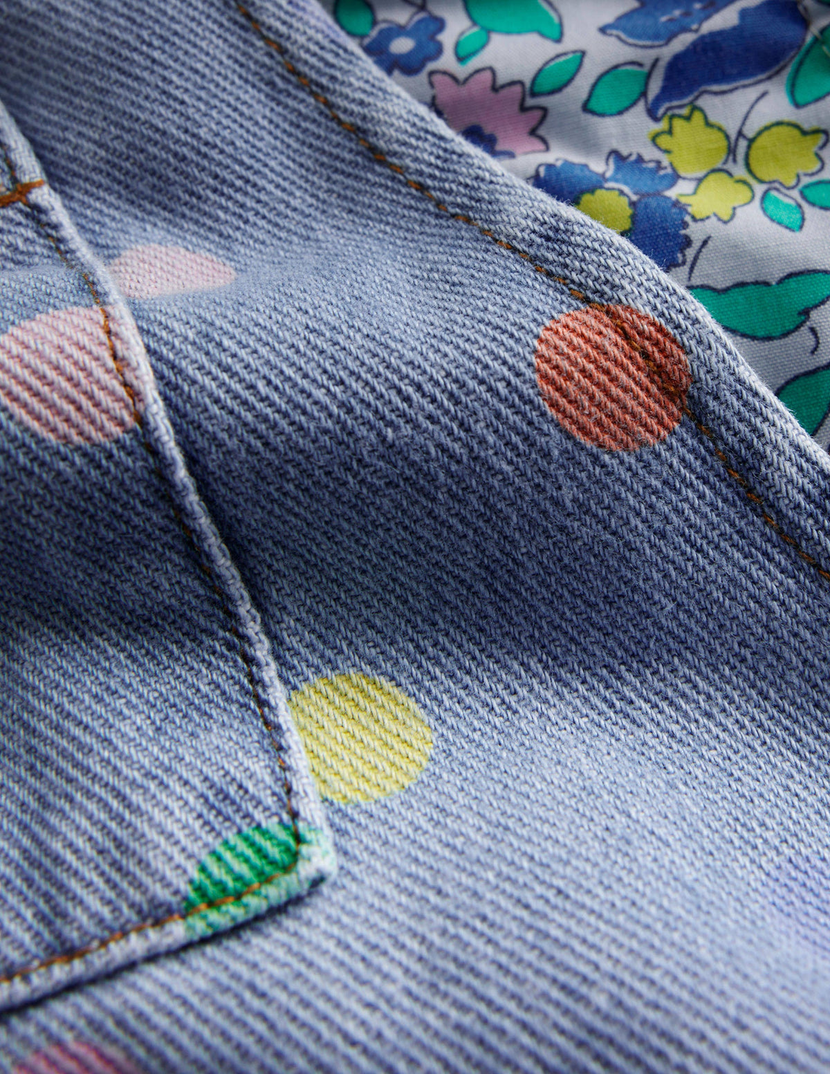 Lockere Latzhose-Denim Bunt Gepunktet - Image 3