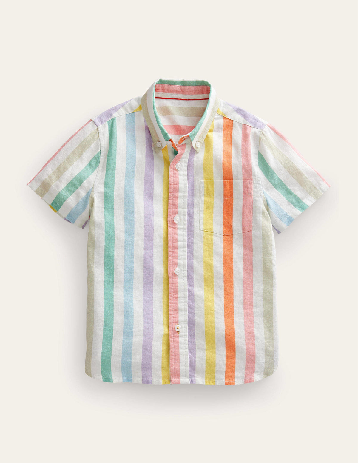 Hemd aus Baumwollleinen-Butterblumengelb/Zultanitgrün, Regenbogenstreifen - Image 1