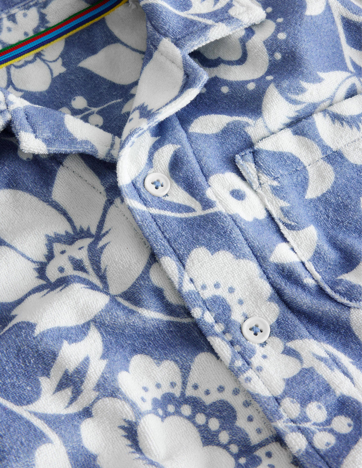 Frotteehemd-Sanftes Segelblau, Blumenmuster-3