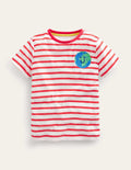 T-shirt en éponge avec logo-Ivoire/rouge
