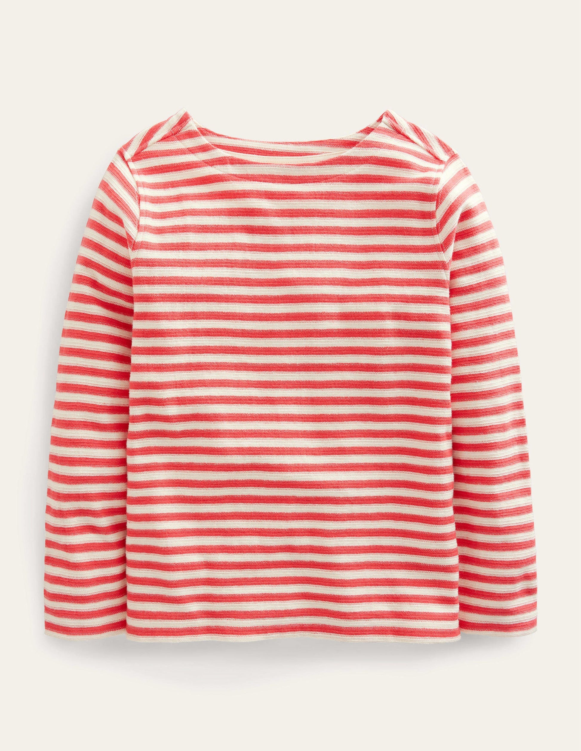 Strukturiertes Bretonshirt-Kumquatorange/Weiß-1