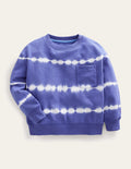 Batik-Sweatshirt-Blau/Naturweiß