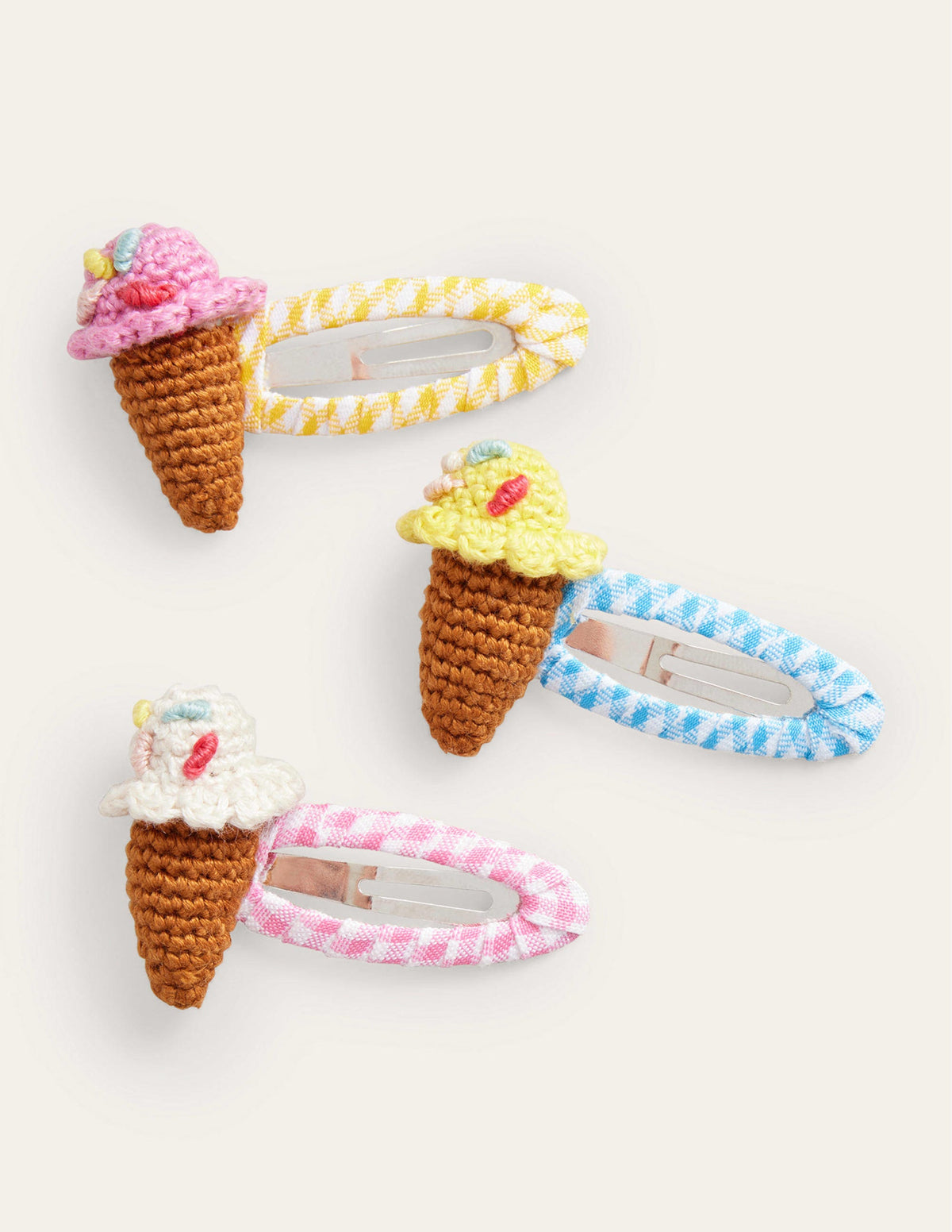 Haarclips im 3er-Pack-Vichykaros, Eiscreme-1
