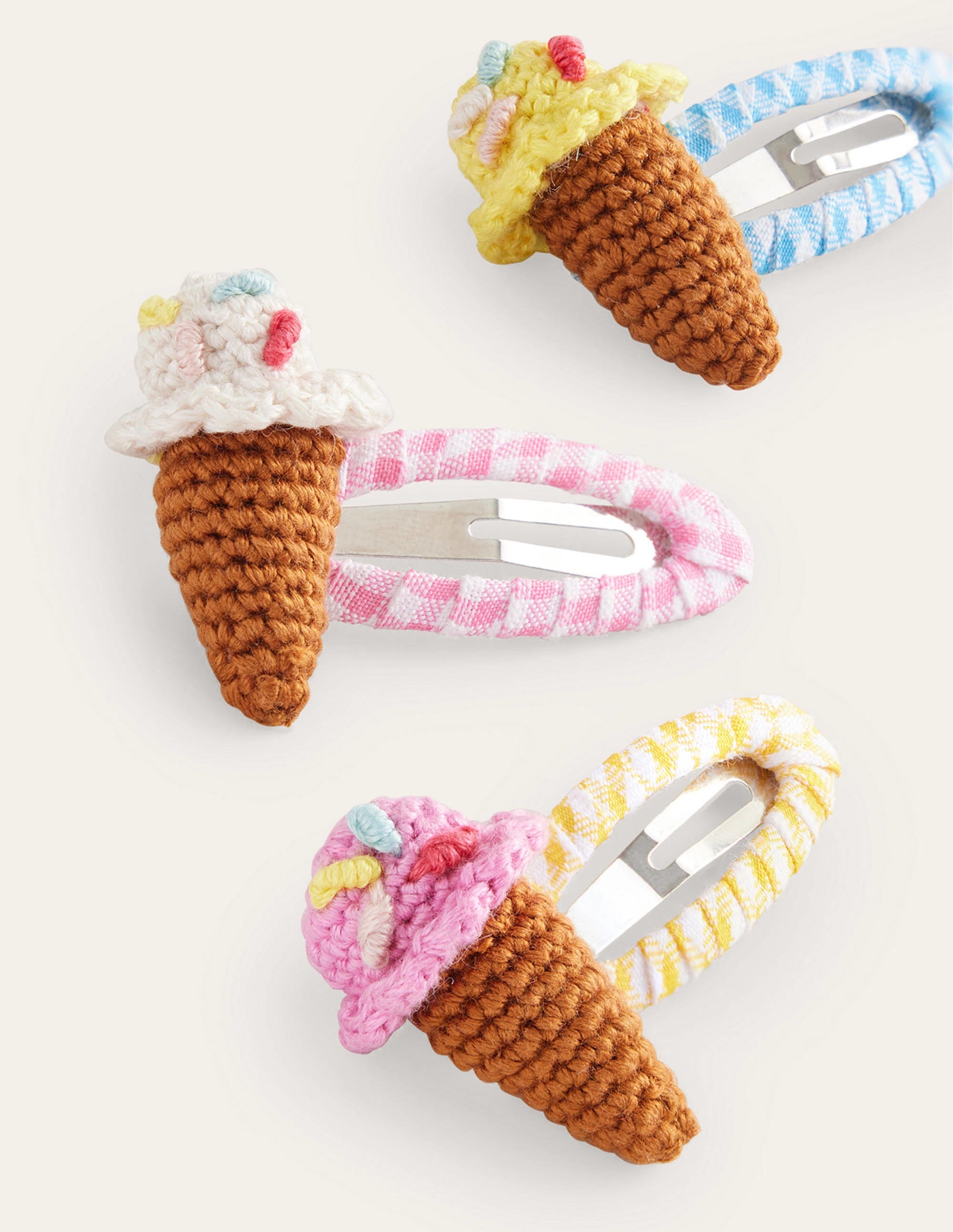 Haarclips im 3er-Pack-Vichykaros, Eiscreme - Image 2