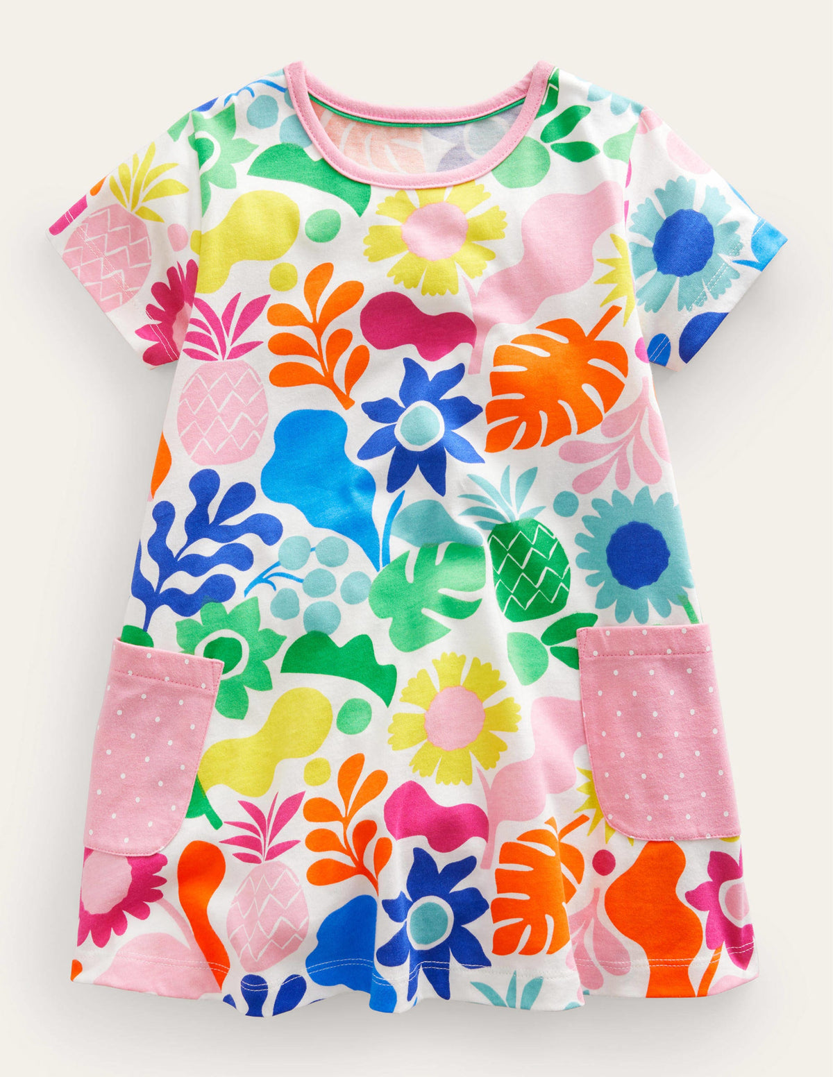 Short-sleeved Printed Tunic-Multi Holiday Floral - Image 1