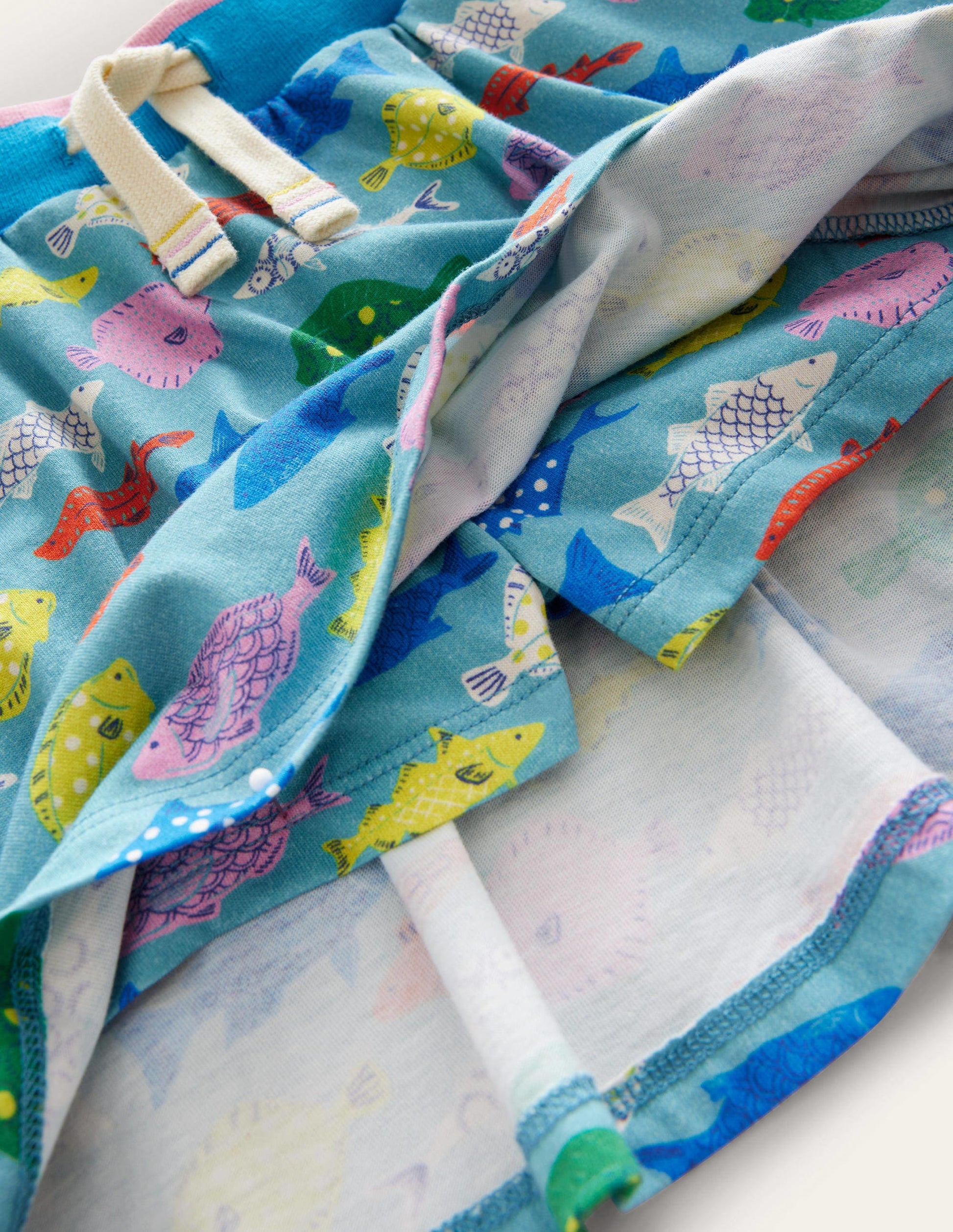 Jupe-short imprimée en jersey-Poisson bleu mer-3
