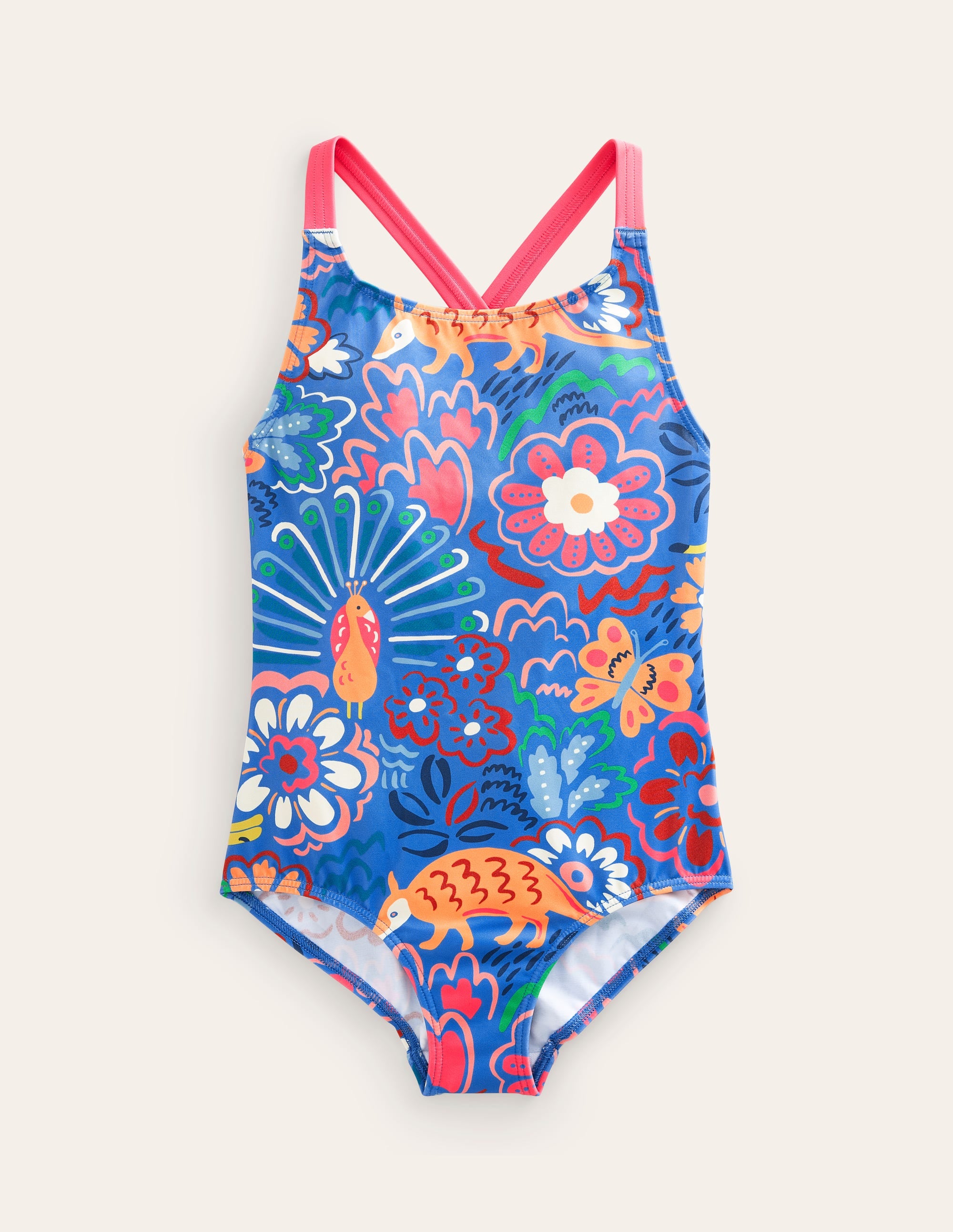 Maillot de bain imprimé croisé dans le dos-Safari léopard bleu - Image 1