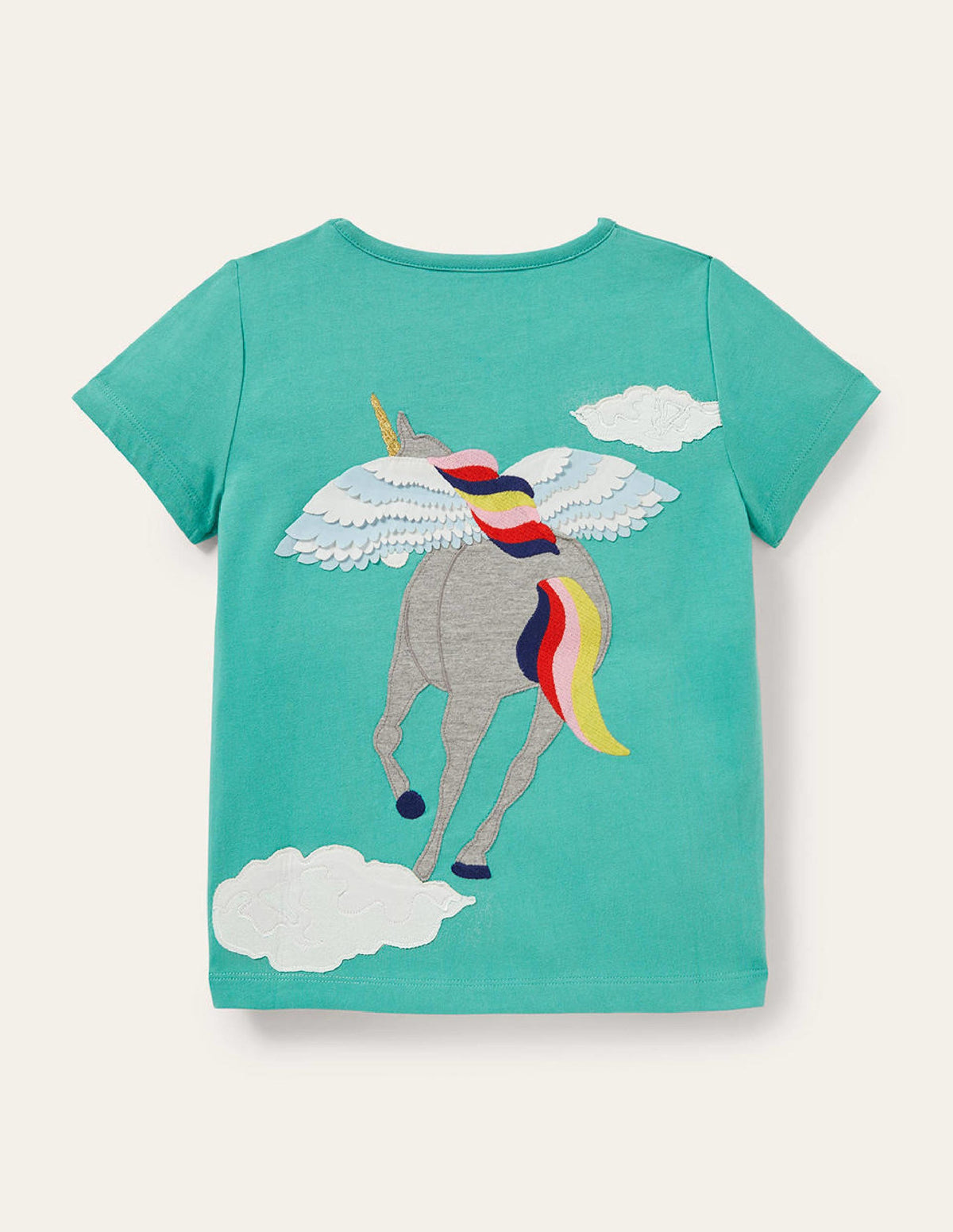 T-Shirt mit Motiv auf der Vorder- und Rückseite-Libellengrün, Fliegendes Einhorn - Image 2