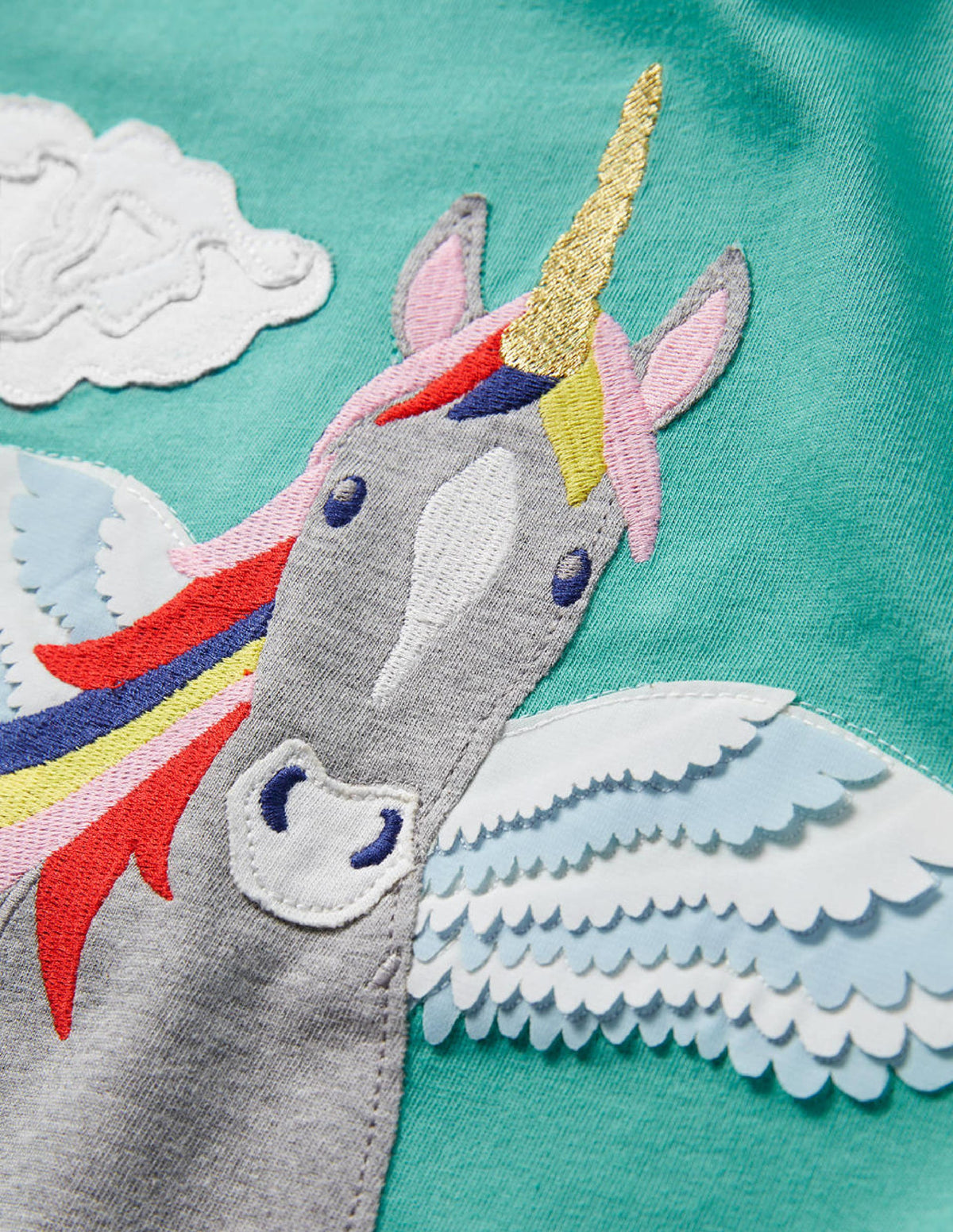 T-Shirt mit Motiv auf der Vorder- und Rückseite-Libellengrün, Fliegendes Einhorn-3