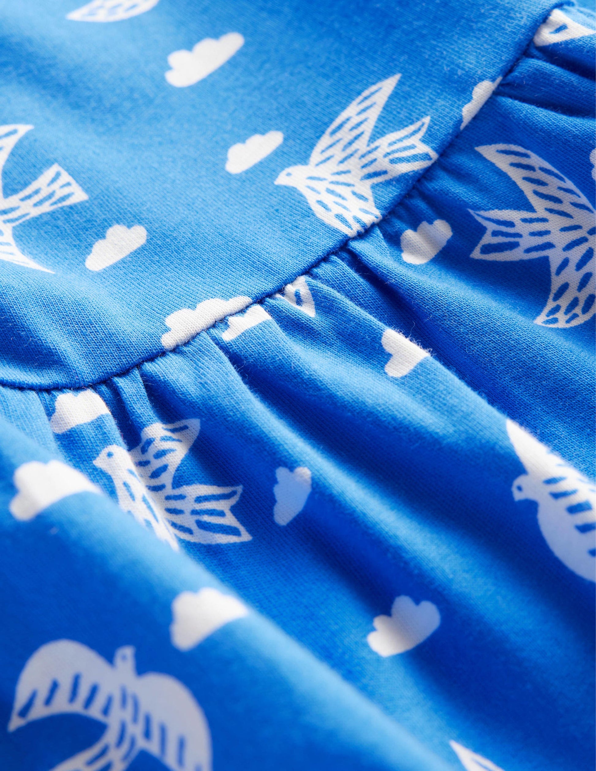 Robe à manches bouffantes-Oiseaux bleu cabanon-3