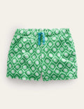 Gemusterte Frottee-Shorts-Schuluniform-Grün, Gänseblümchen