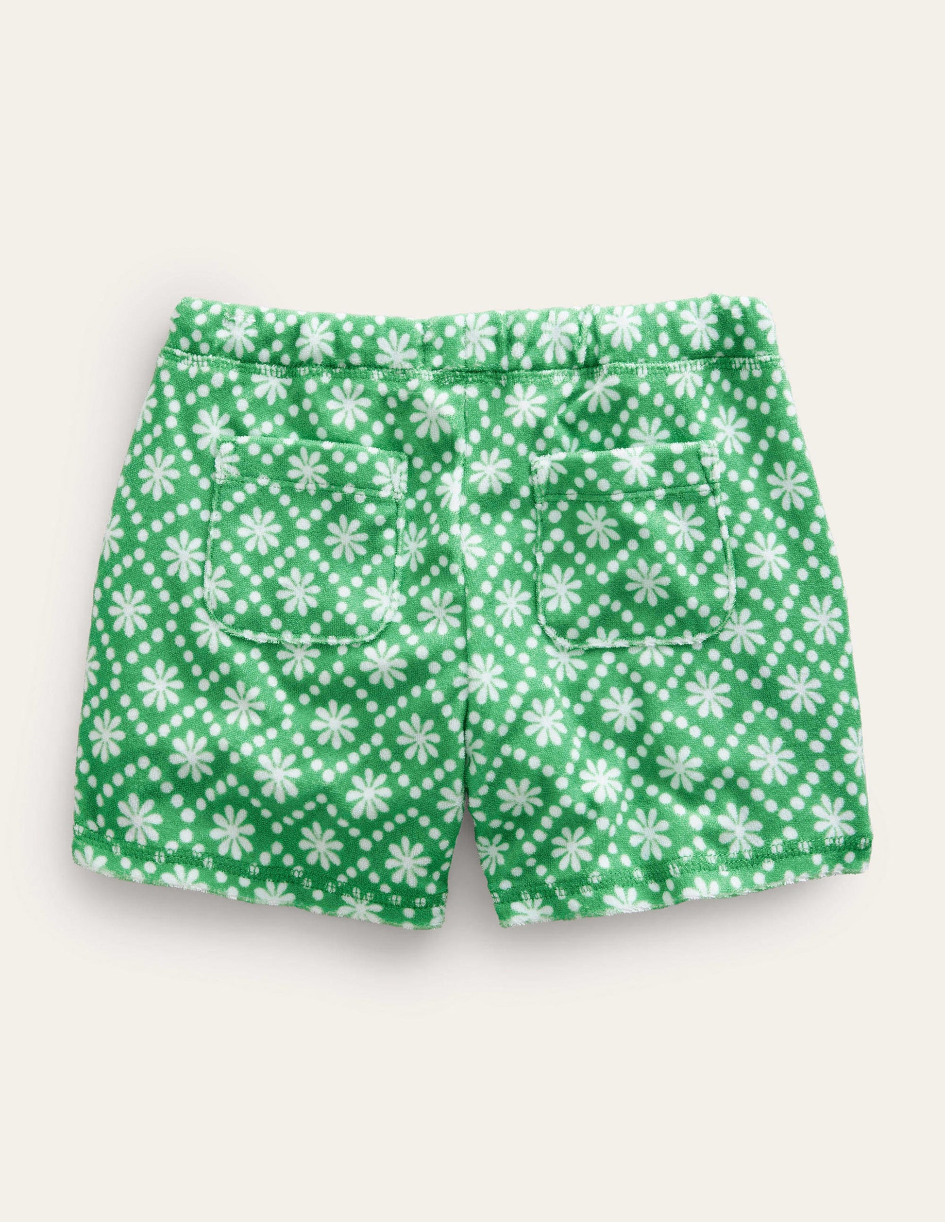 Gemusterte Frottee-Shorts-Schuluniform-Grün, Gänseblümchen-2