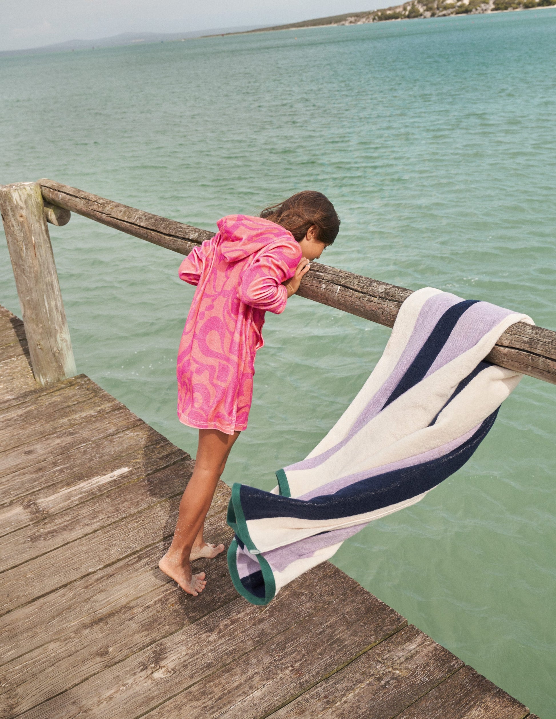 Gemustertes Frottee-Strandkleid-Pfirsichbowle-4