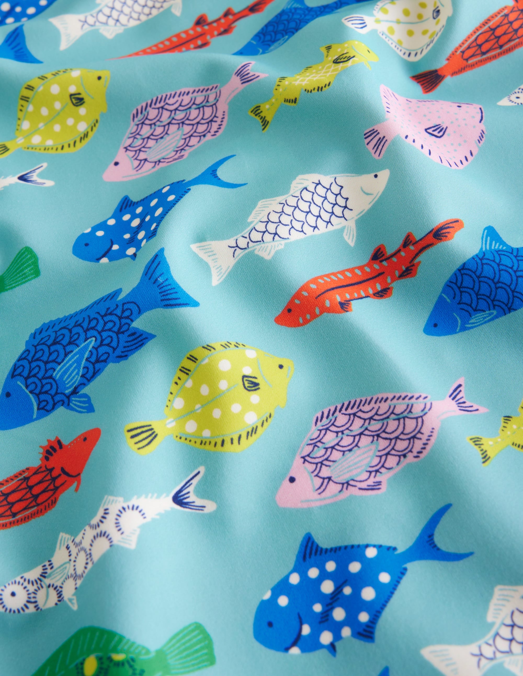 Badeanzug mit Flatterärmeln-Meerblau/Bunt, Fische - Image 3