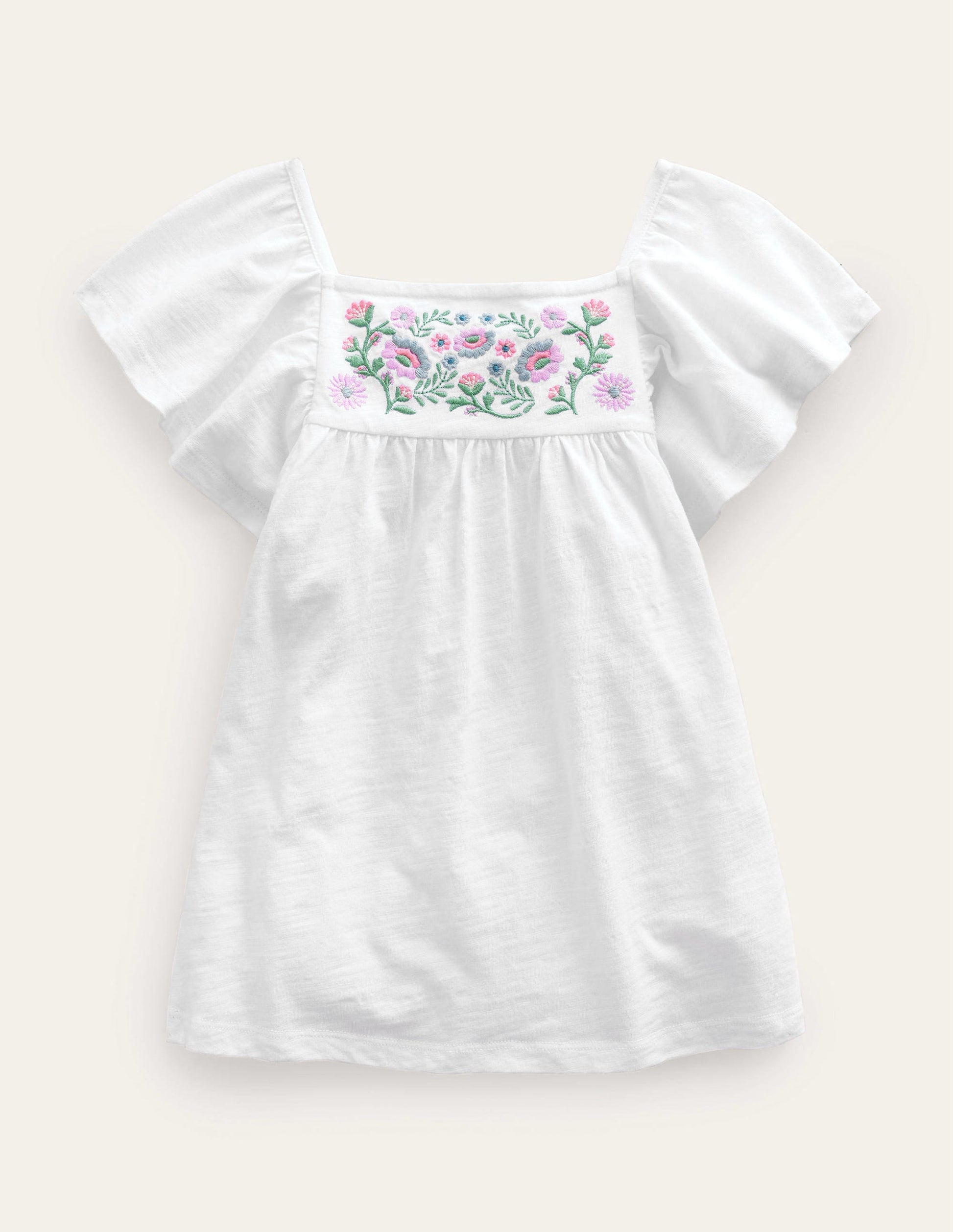 Embroidered Jersey Top-White-1