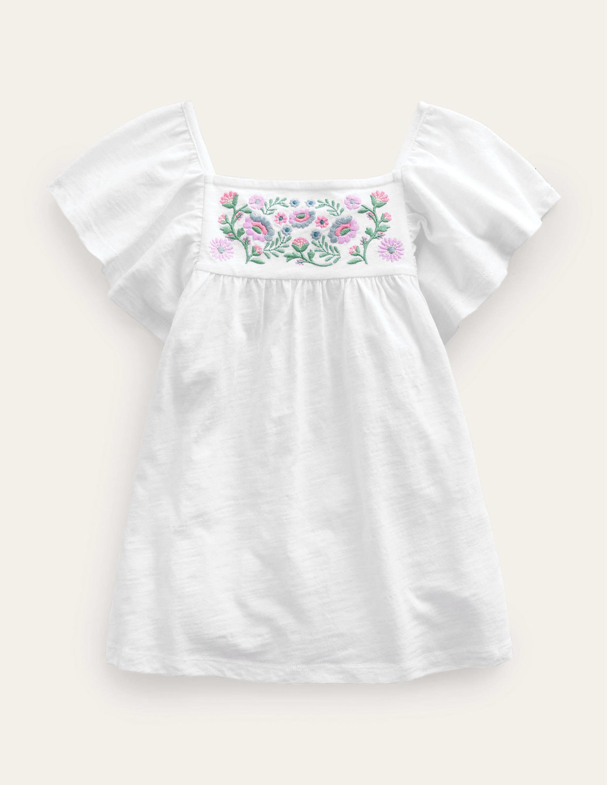 Embroidered Jersey Top-White - Image 1