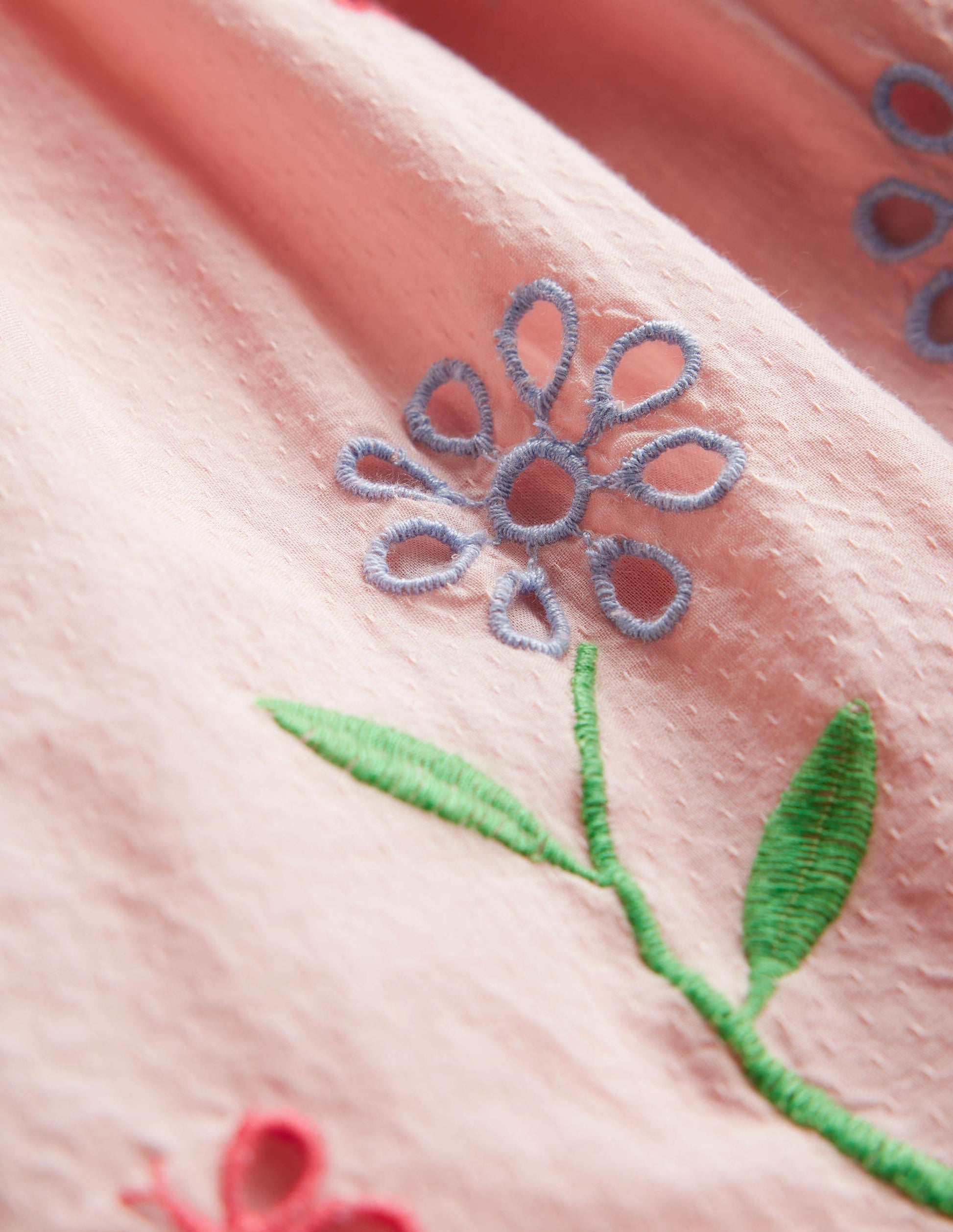 Ausgestelltes Kleid mit Lochstickerei-Blassrosa-3