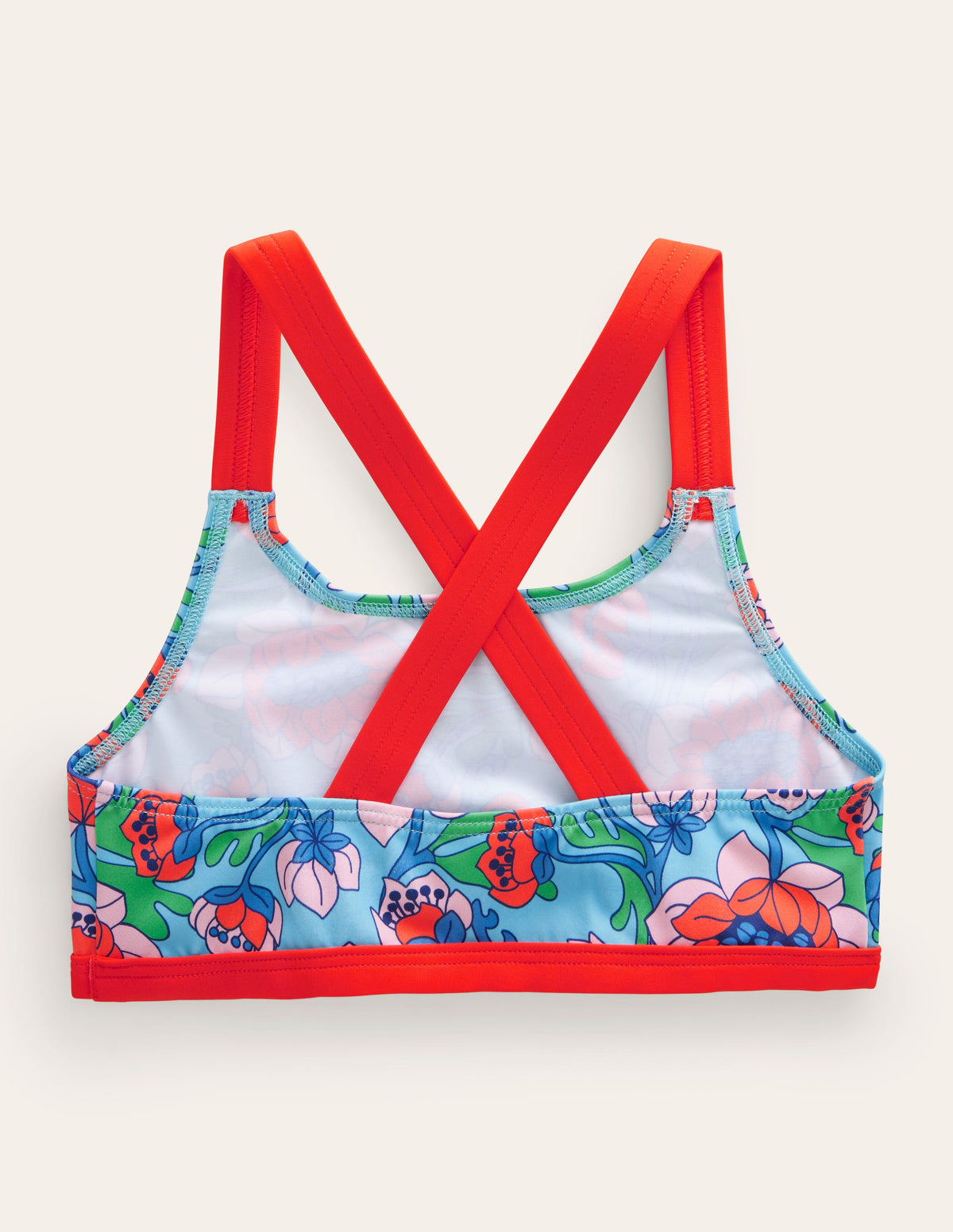 Bikinioberteil mit gekreuzten Rückenträgern-Mohnblumenrot, Frühlingsblumen-2