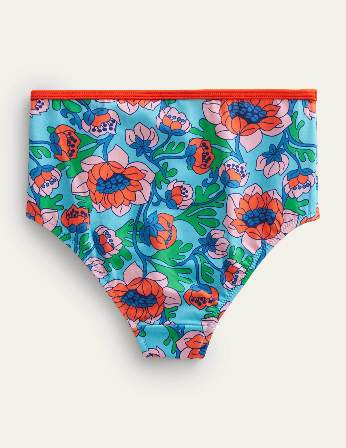 Bas de bikini taille haute-Motif floral Spring Time coquelicot rouge - Image 2